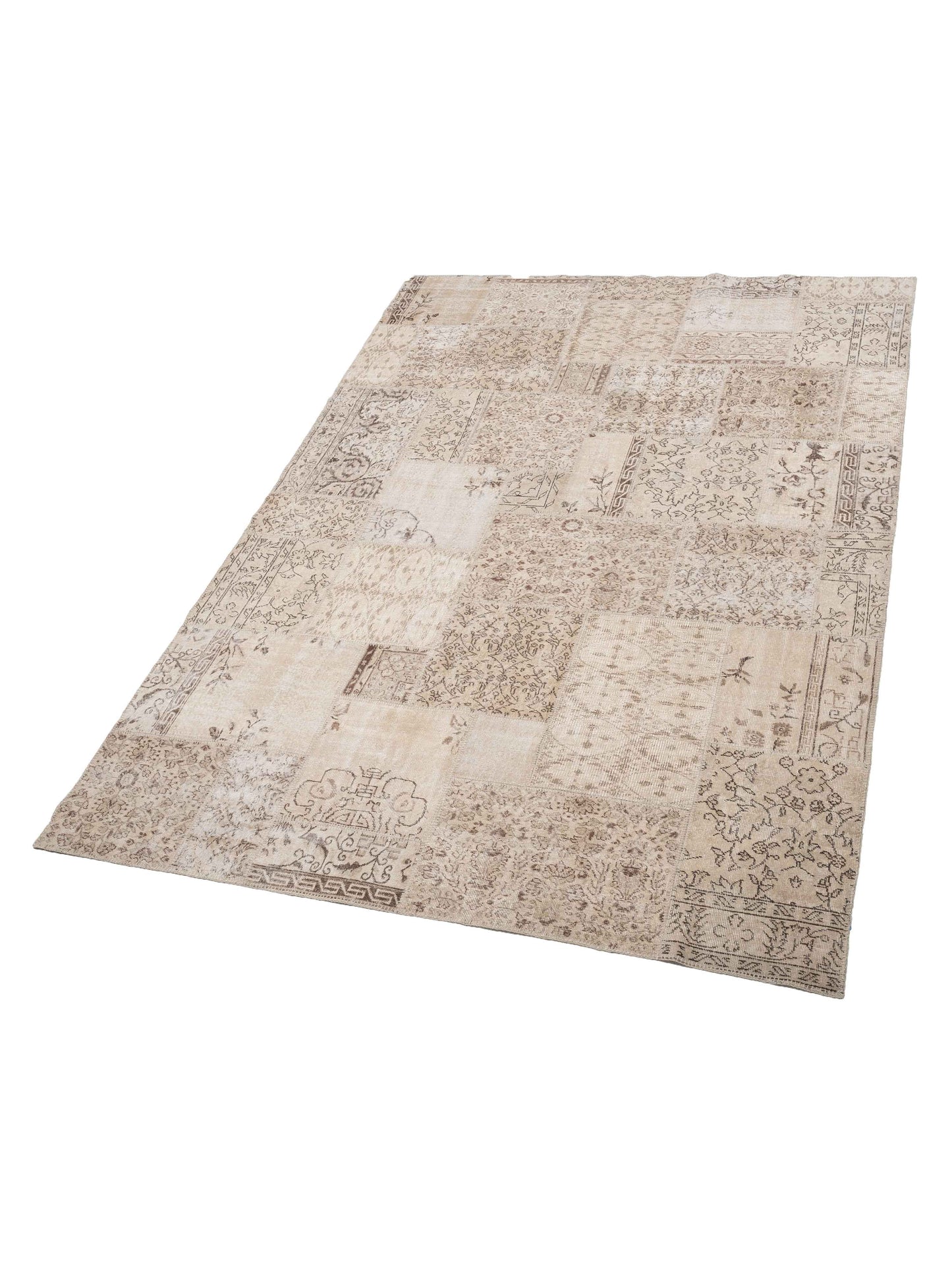 Turkish Vestige Patchwork 142804 Natural 8.4x11.6 Hand Knotted Rug