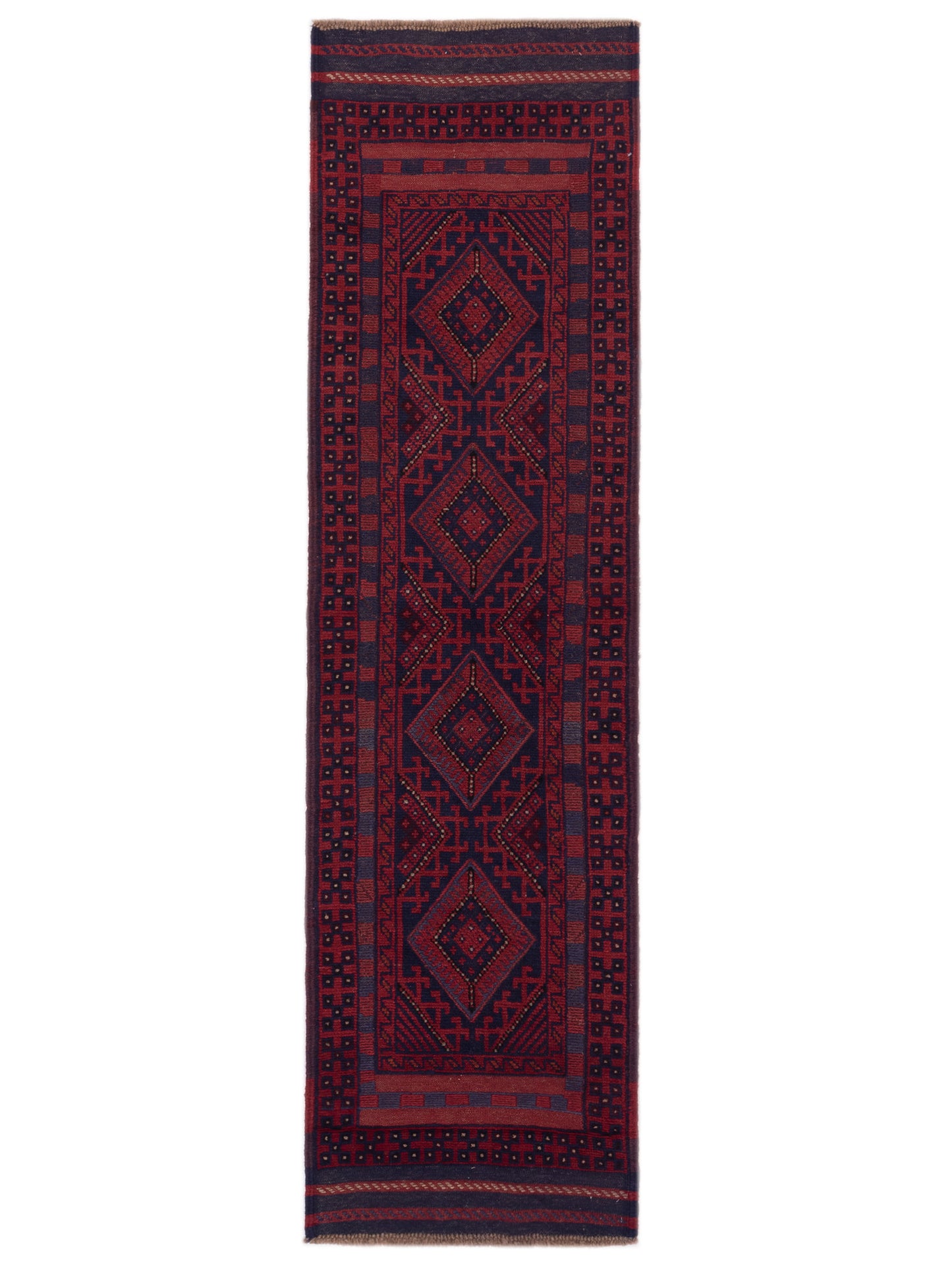 Nomad Afghan Soumak  Charcoal Red Tribal