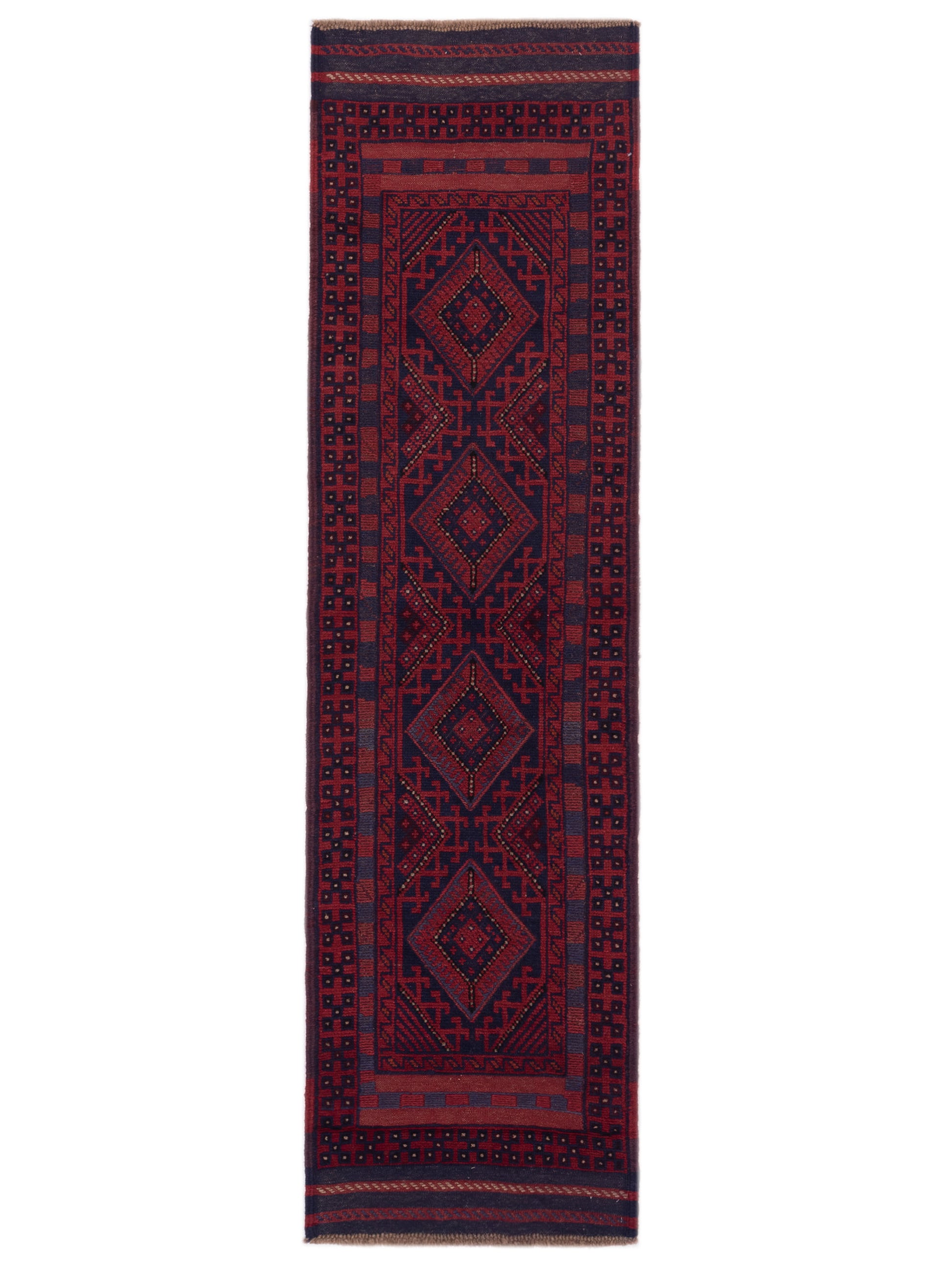 Nomad Afghan Soumak  Charcoal Red Tribal