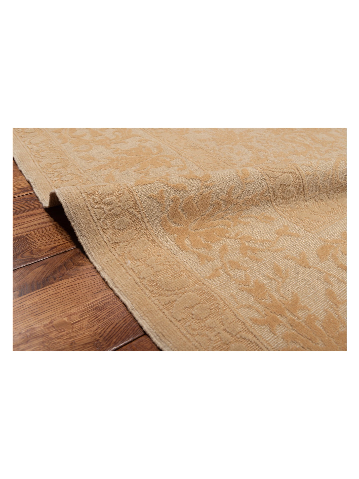 Defne Begonia Beige Gold 8.2x9.10 Hand Knotted Rug