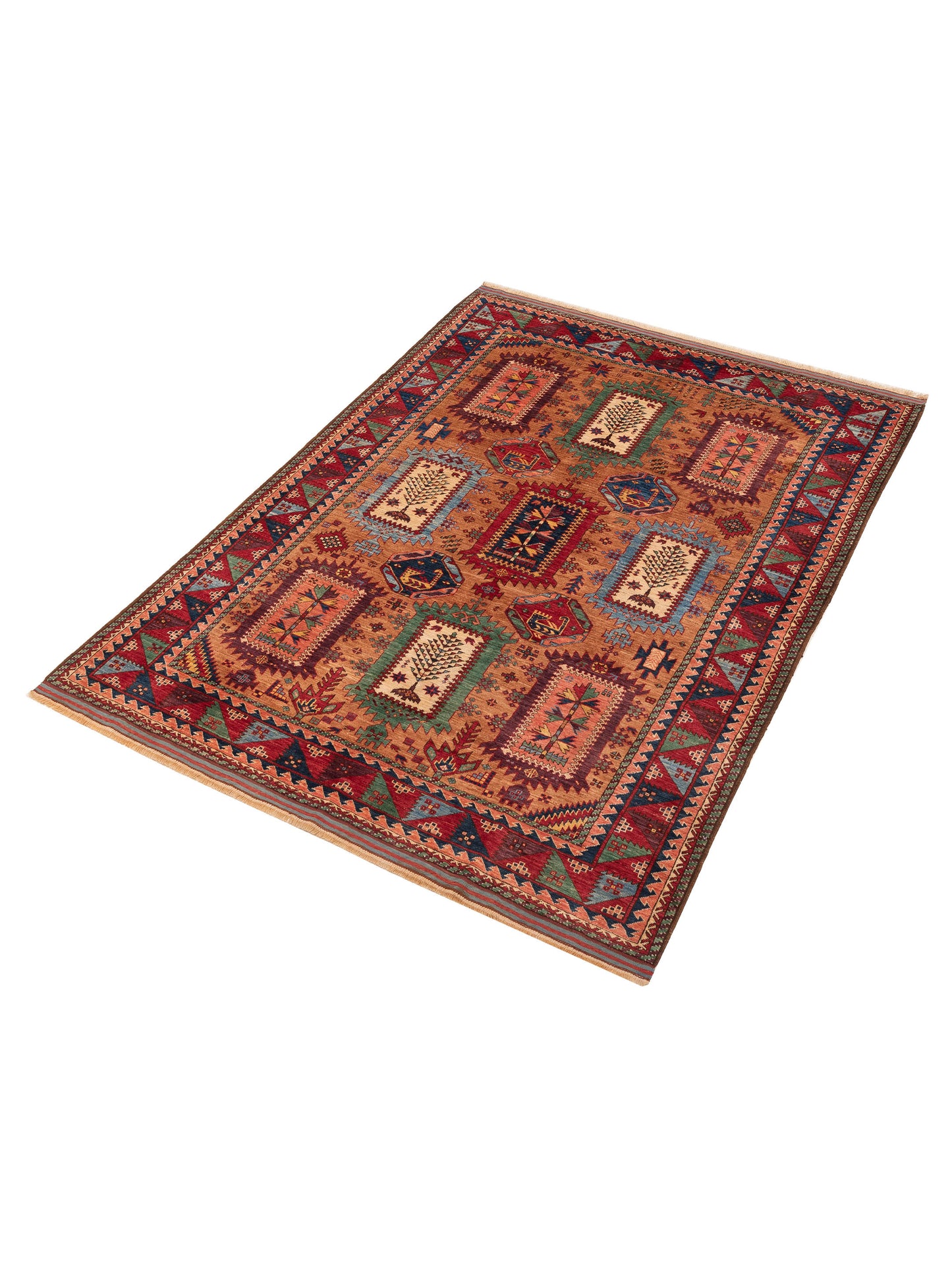 Sultan 152381 Orange Multi 6.1x8.1 Hand Knotted Rug