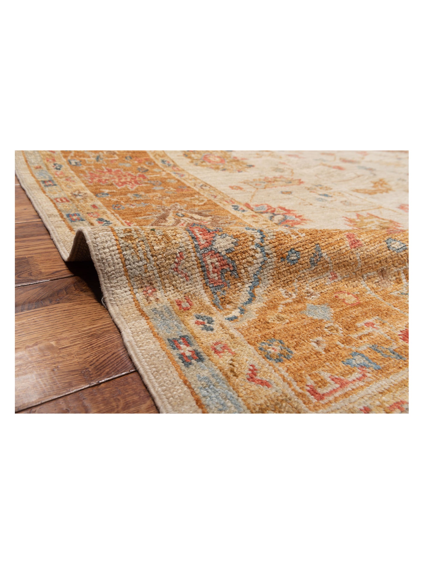 Angora Oushak 144629 Ivory Orange 8.3x9.8 Hand Knotted Rug