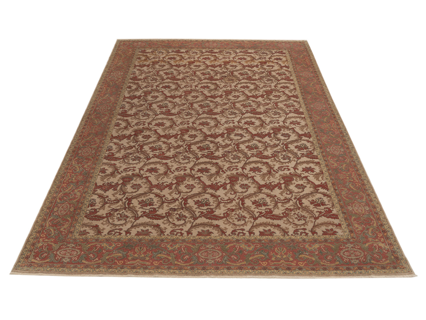 Antique Loom 107933 Beige Rust 10.4x14.1 Hand Knotted Rug