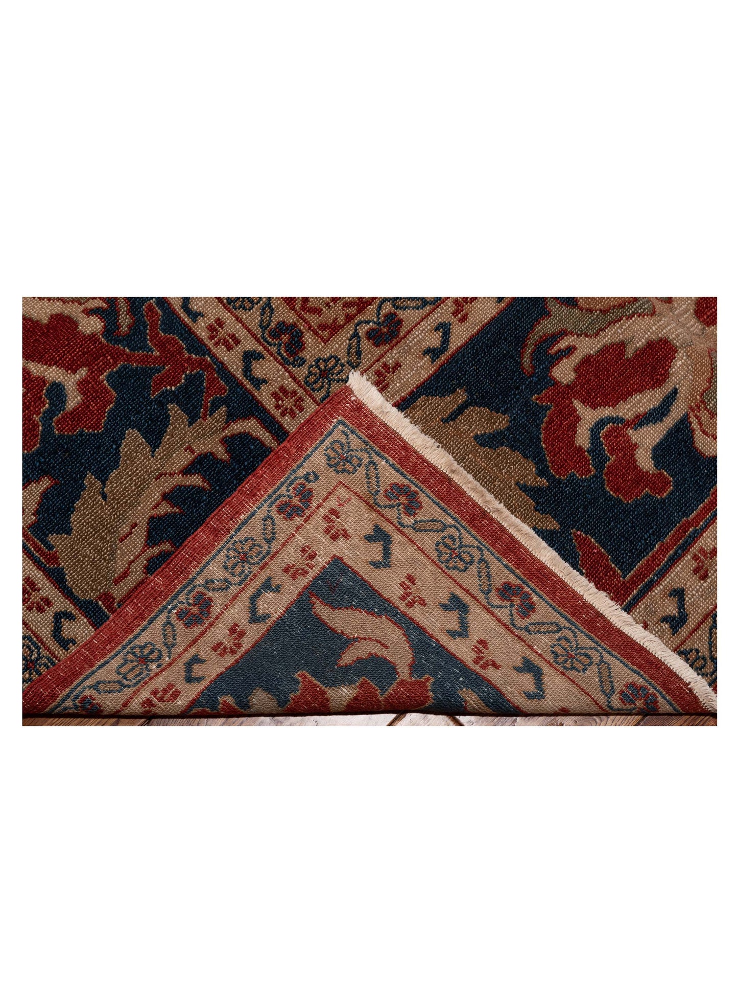 Turkish Elvan 69860 Red Navy 12.2x17.1 Hand Knotted Rug