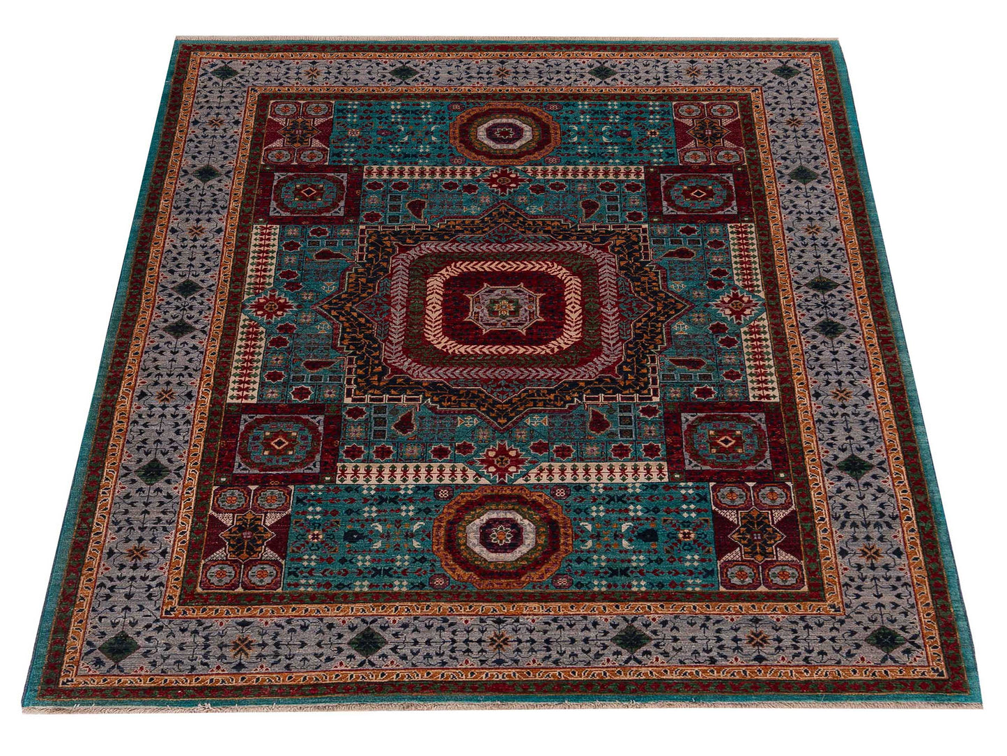 Artisan Mamluk 154648 Blue Gray 5.4x6.11 Hand Knotted Rug