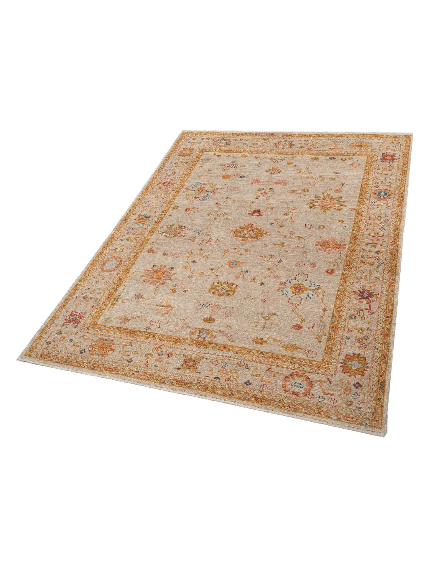 Angora Oushak 146454 Ivory Silver 9x11.5 Hand Knotted Rug