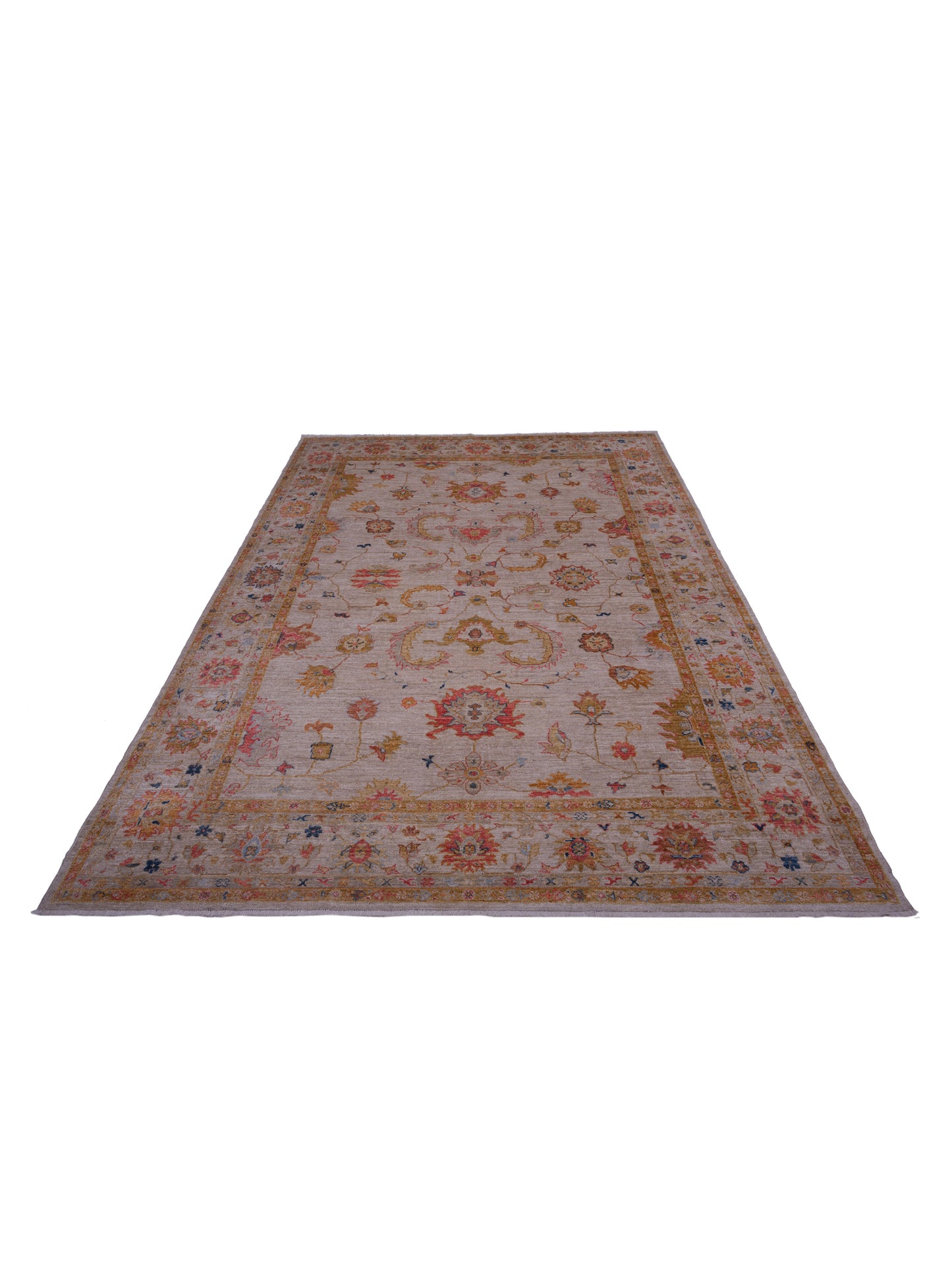 Angora Oushak 146458 Ivory Ivory 10.2x13.5 Hand Knotted Rug