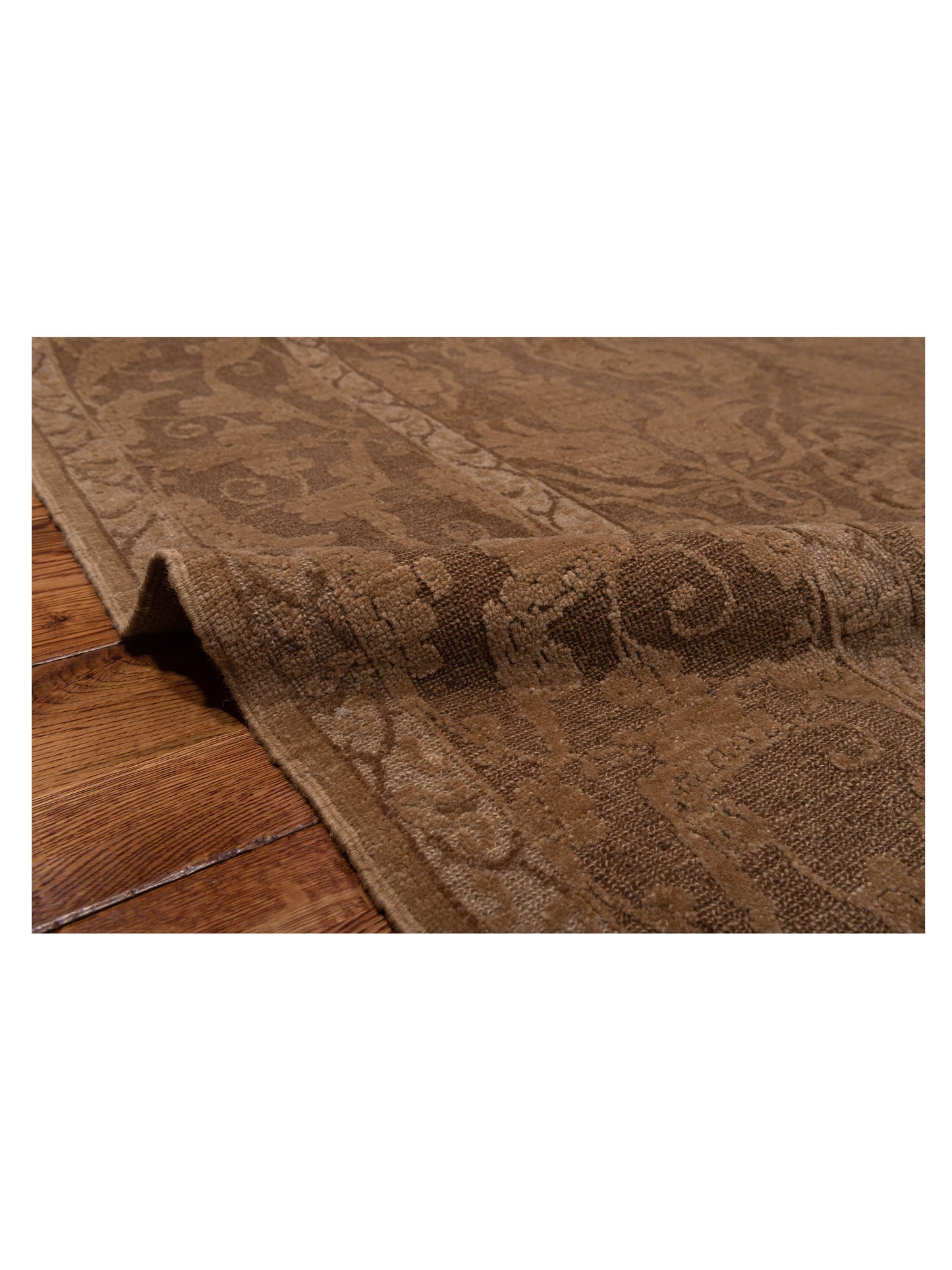 Defne Tulip Dark Brown Brown 8.3x10 Hand Knotted Rug
