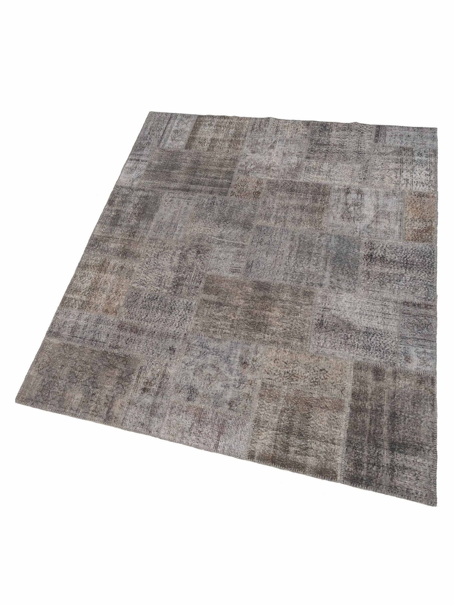 Turkish Vestige Patchwork 129760 Gray 8.1x10 Hand Knotted Rug