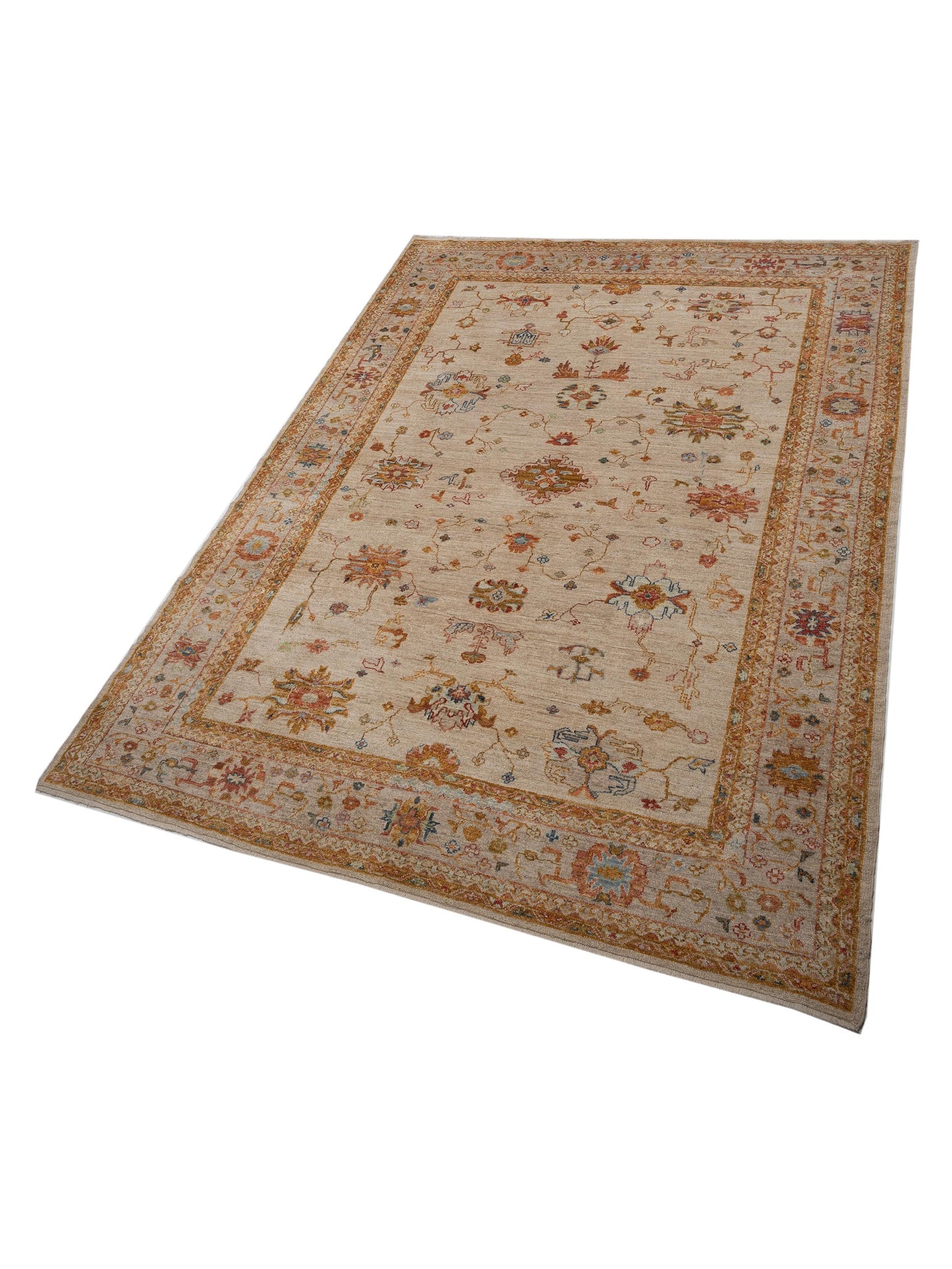 Angora Oushak 146938 Ivory Silver 10.1x13.10 Hand Knotted Rug