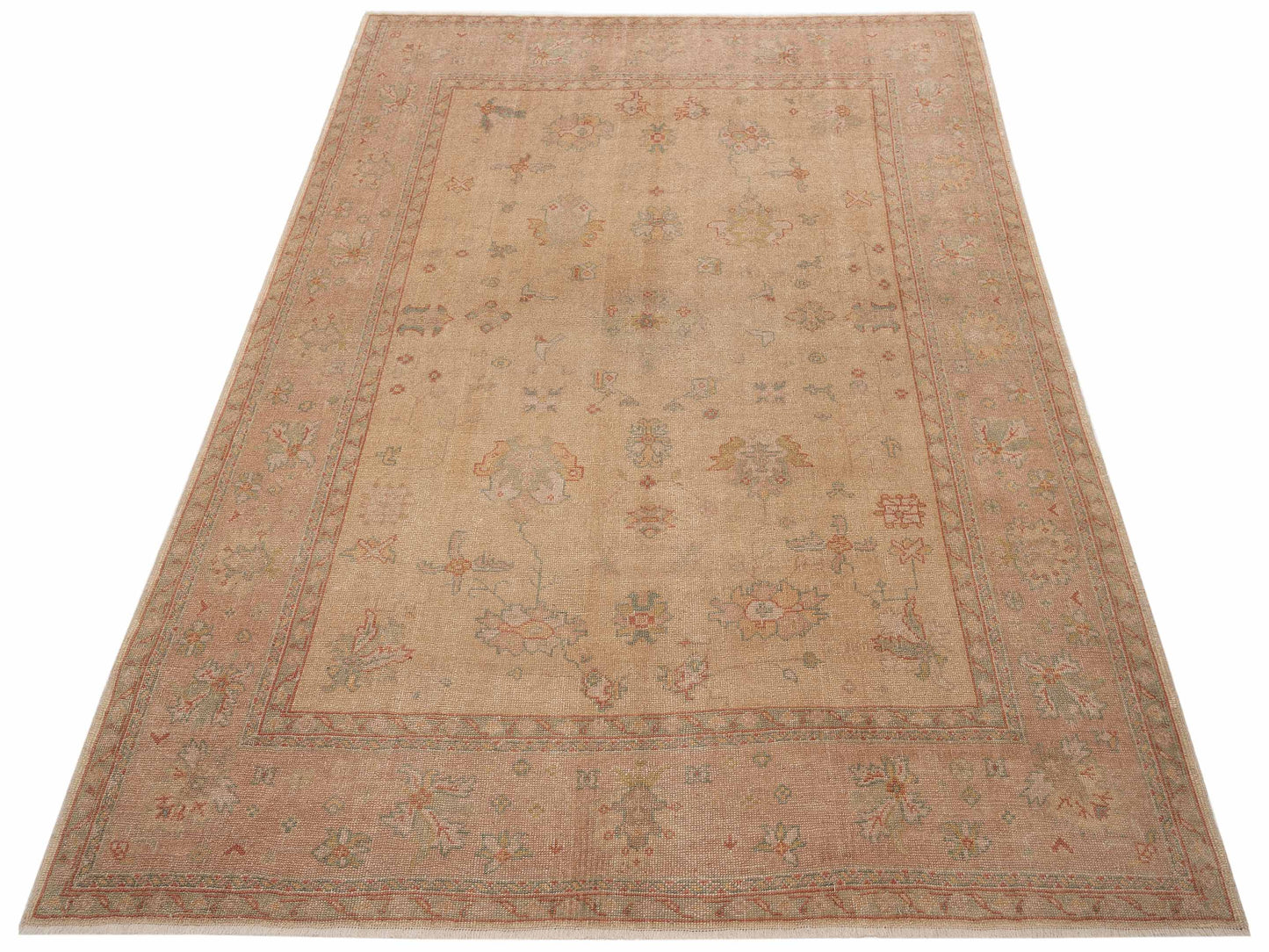 Anadol Oushak 74789 Cream Pink 8.5x10.2 Hand Knotted Rug