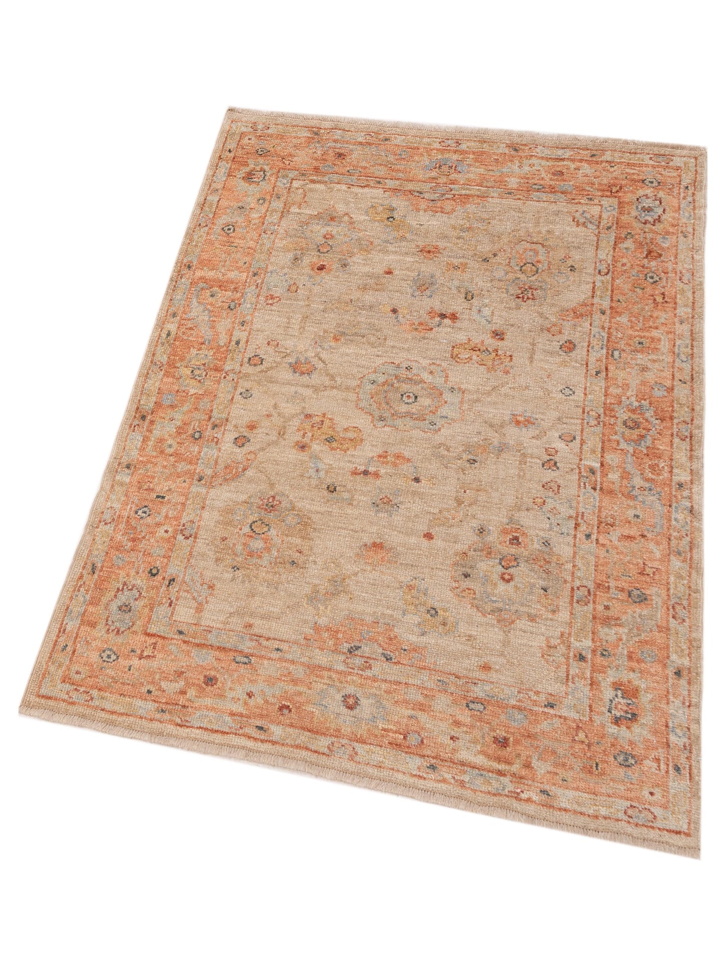 Angora Oushak 149290 Beige Rust 4x5.8 Hand Knotted Rug