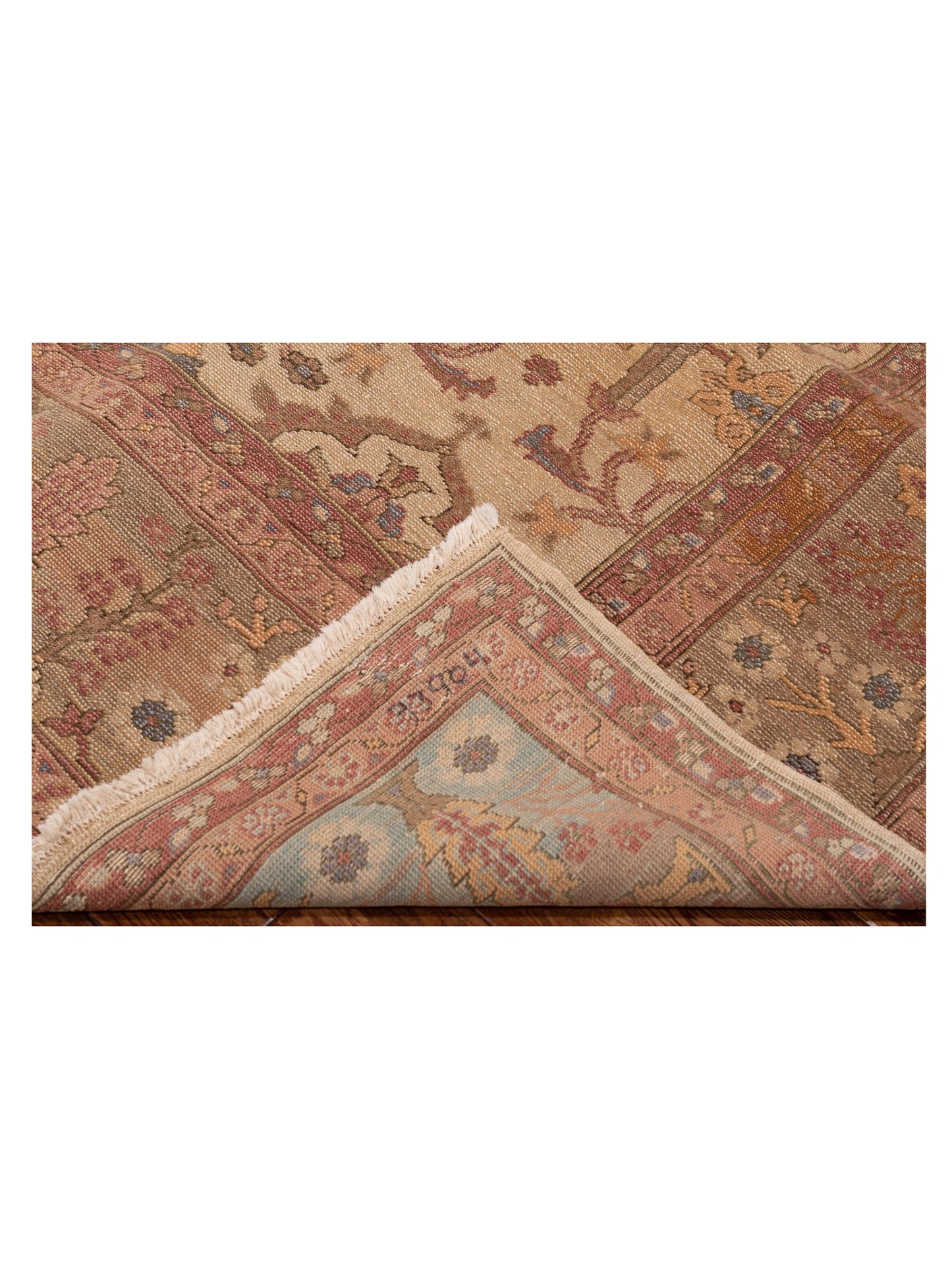 Turkish Elvan 73904 Beige Light Green 9.3x11.2 Hand Knotted Rug