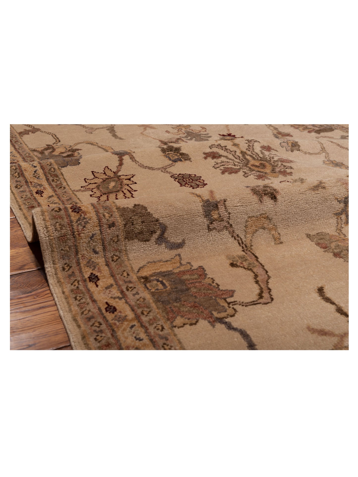 Turkish Elvan 78113 Ivory Gold 4x6.4 Hand Knotted Rug