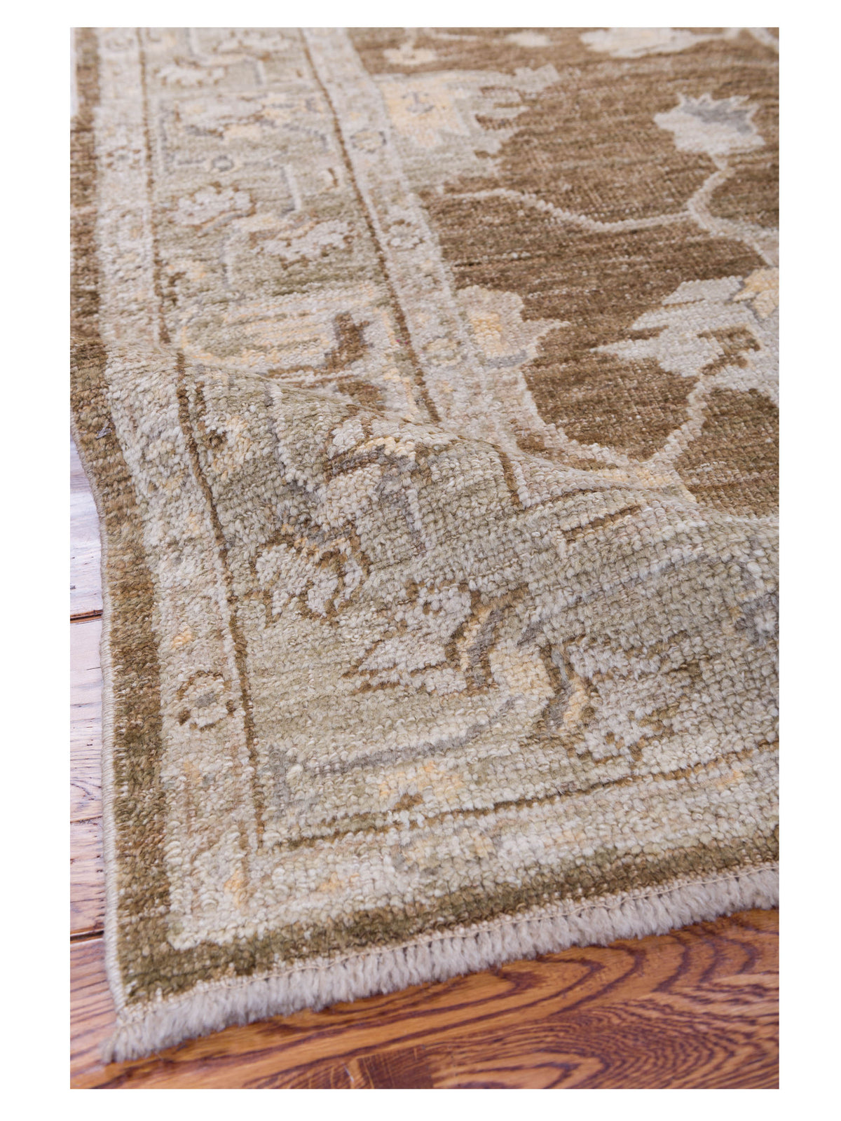 Angora Oushak 117668 Brown Green 6.1x8.3 Hand Knotted Rug