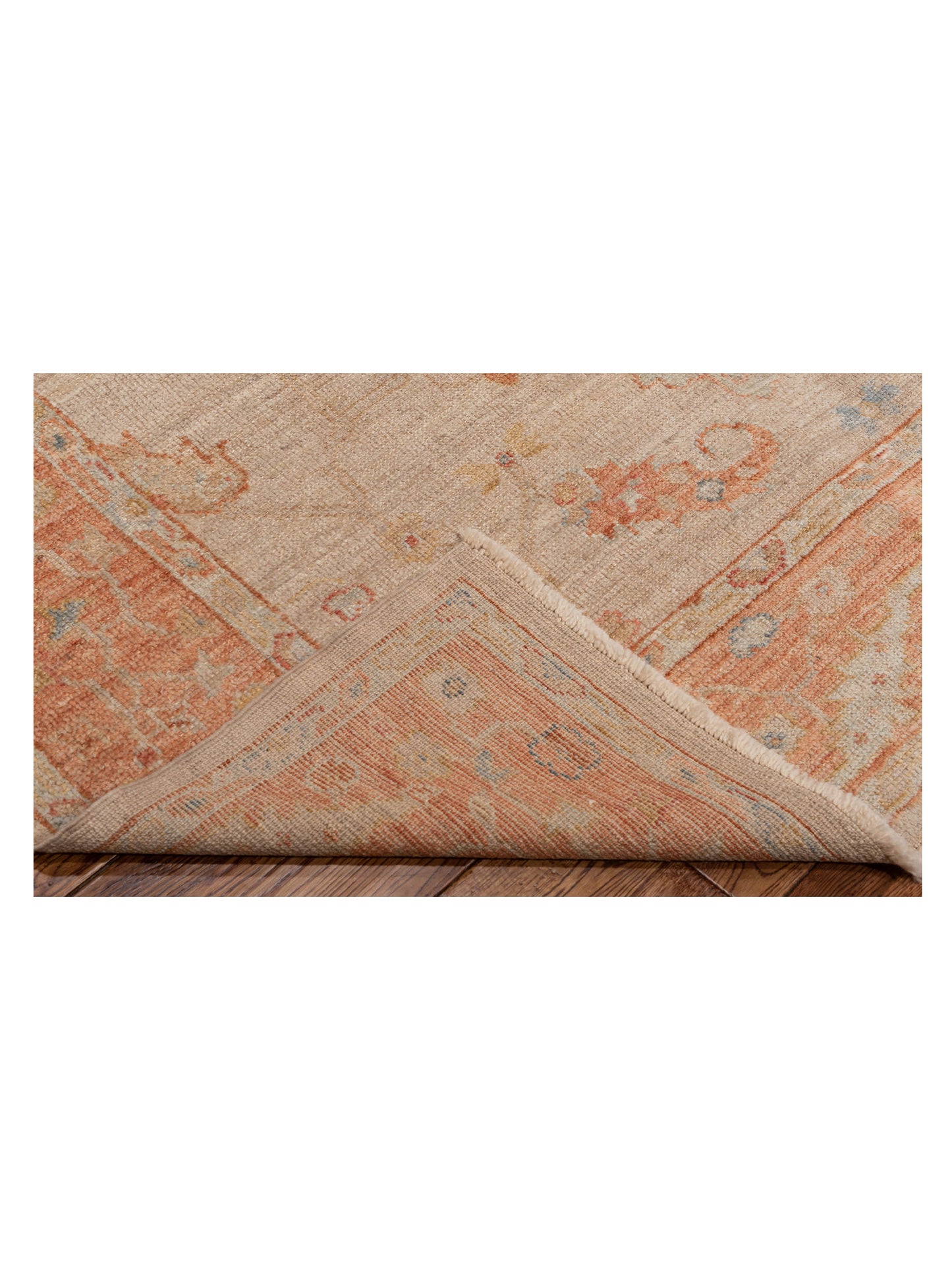 Angora Oushak 149291 Beige Rust 6.1x13.7 Hand Knotted Rug