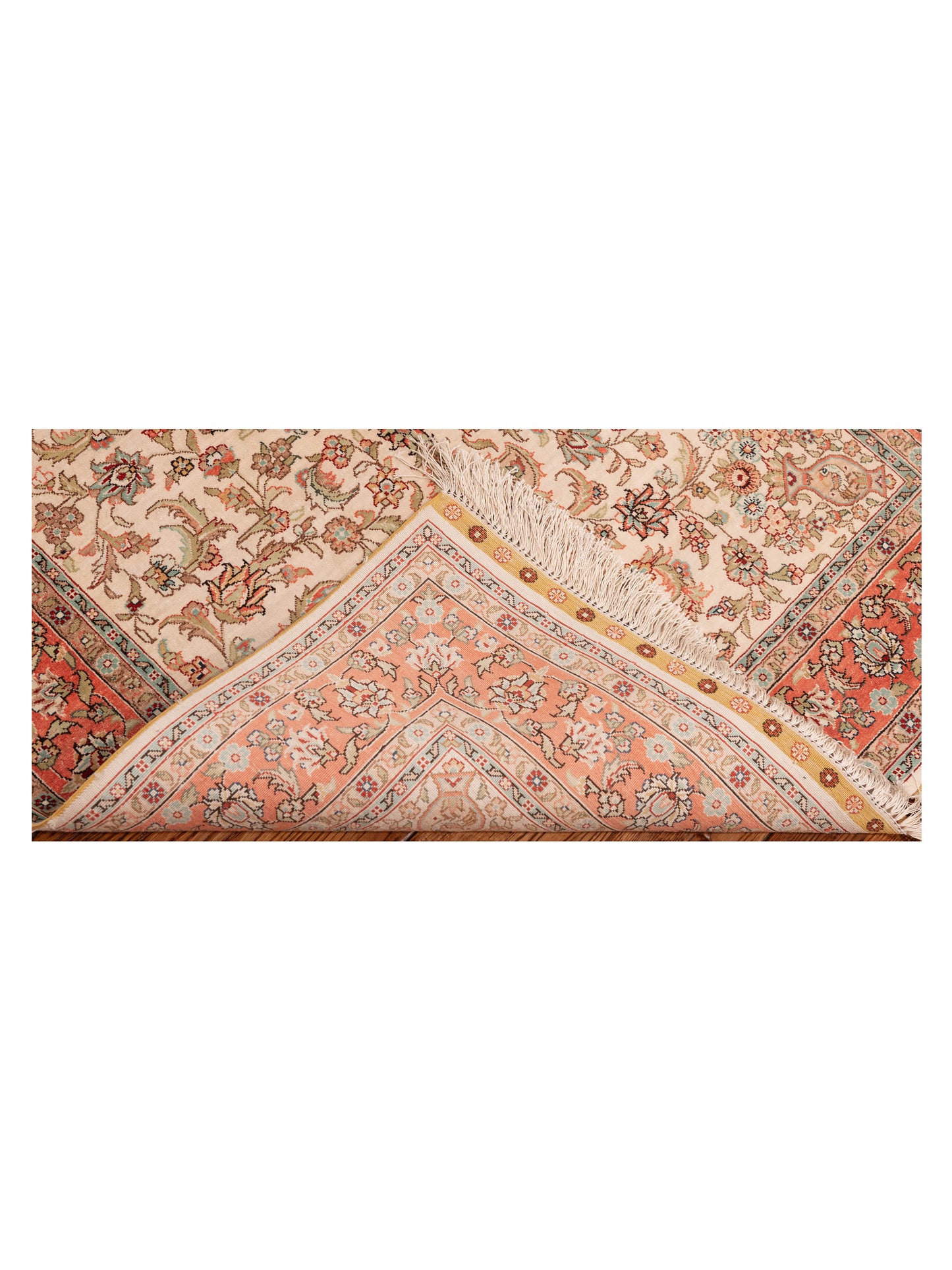 Pure Silk 122451 Ivory Pink 3.1x5 Hand Knotted Rug
