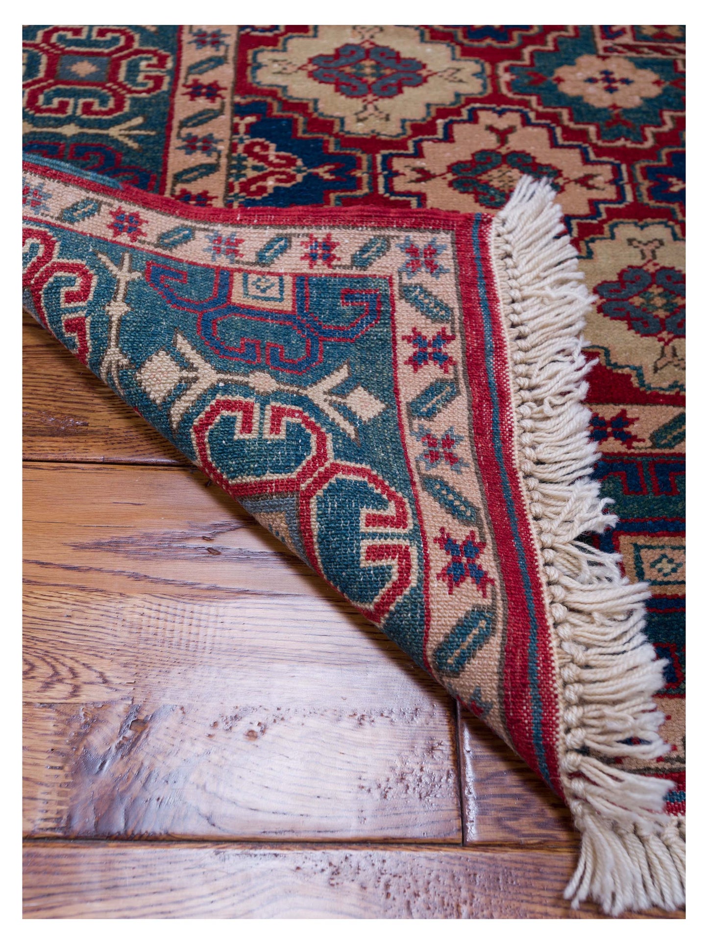 Turkish Shirwan 71392 Red Green 4.2x6.2 Hand Knotted Rug