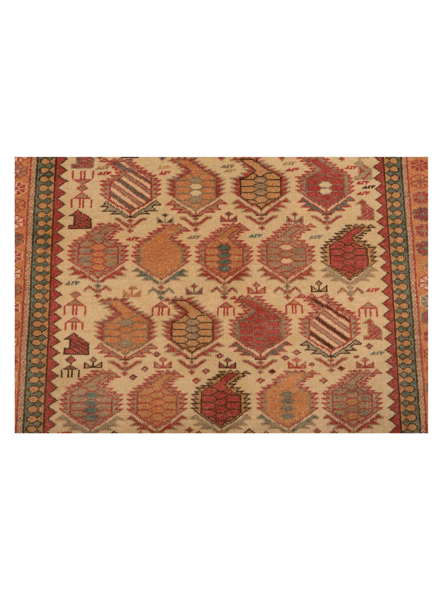 Antique Loom 104508 Ivory Blue 4.6x6.5 Hand Knotted Rug