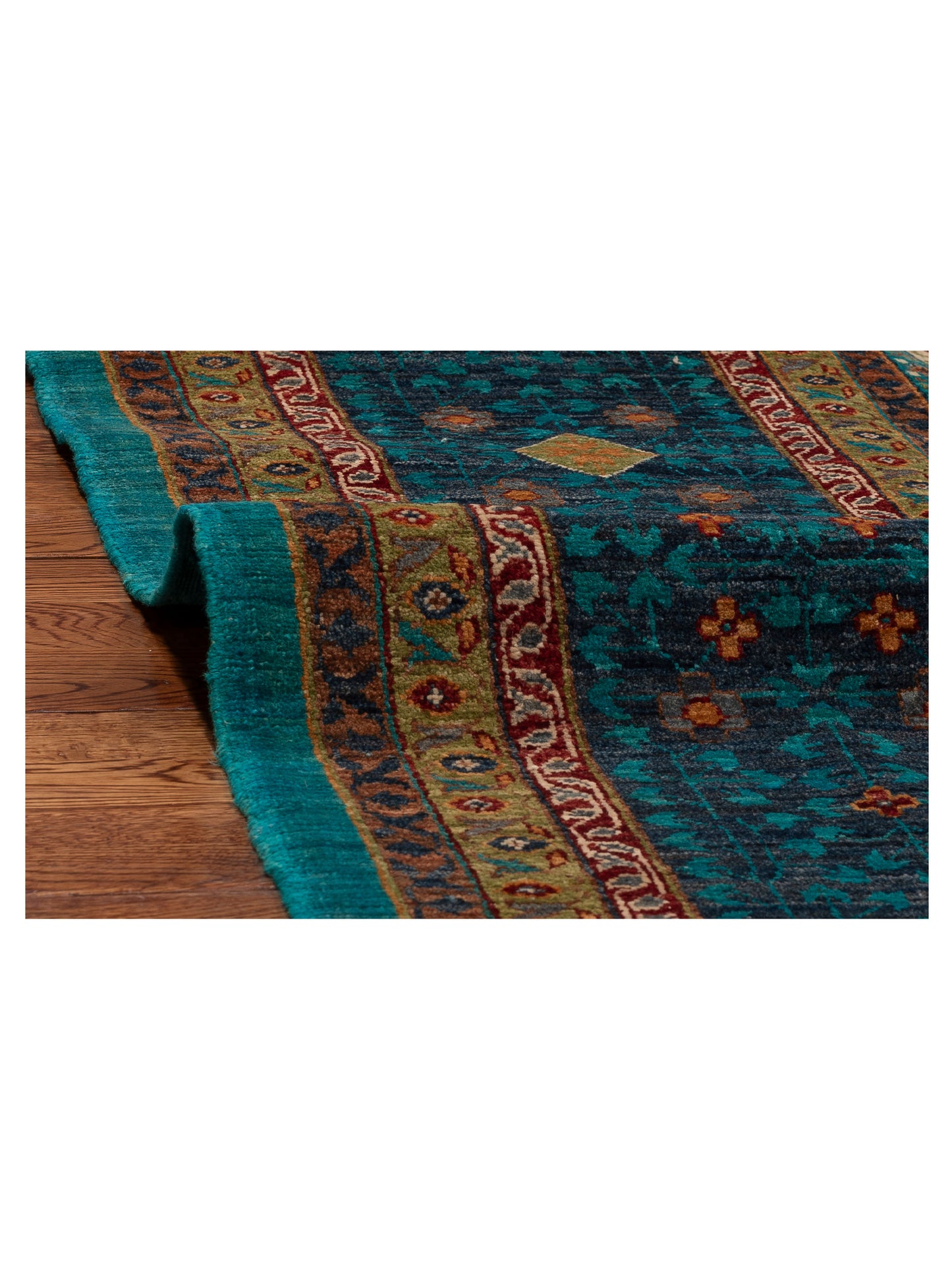 Artisan Mamluk 155048 Turquoise Charcoal 9.2x12.2 Hand Knotted Rug
