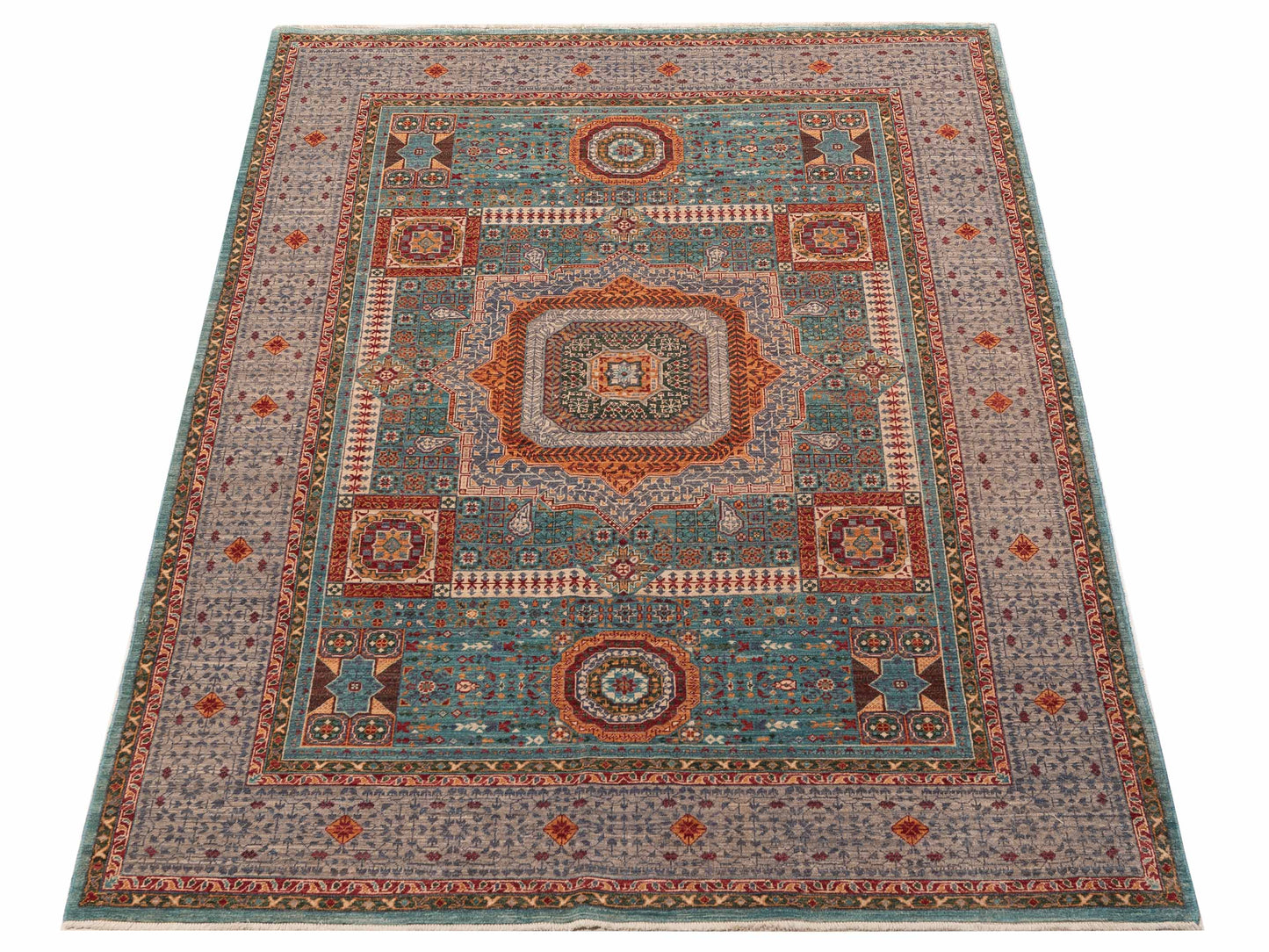 Artisan Mamluk 154652 Blue Gray 5.9x8.3 Hand Knotted Rug