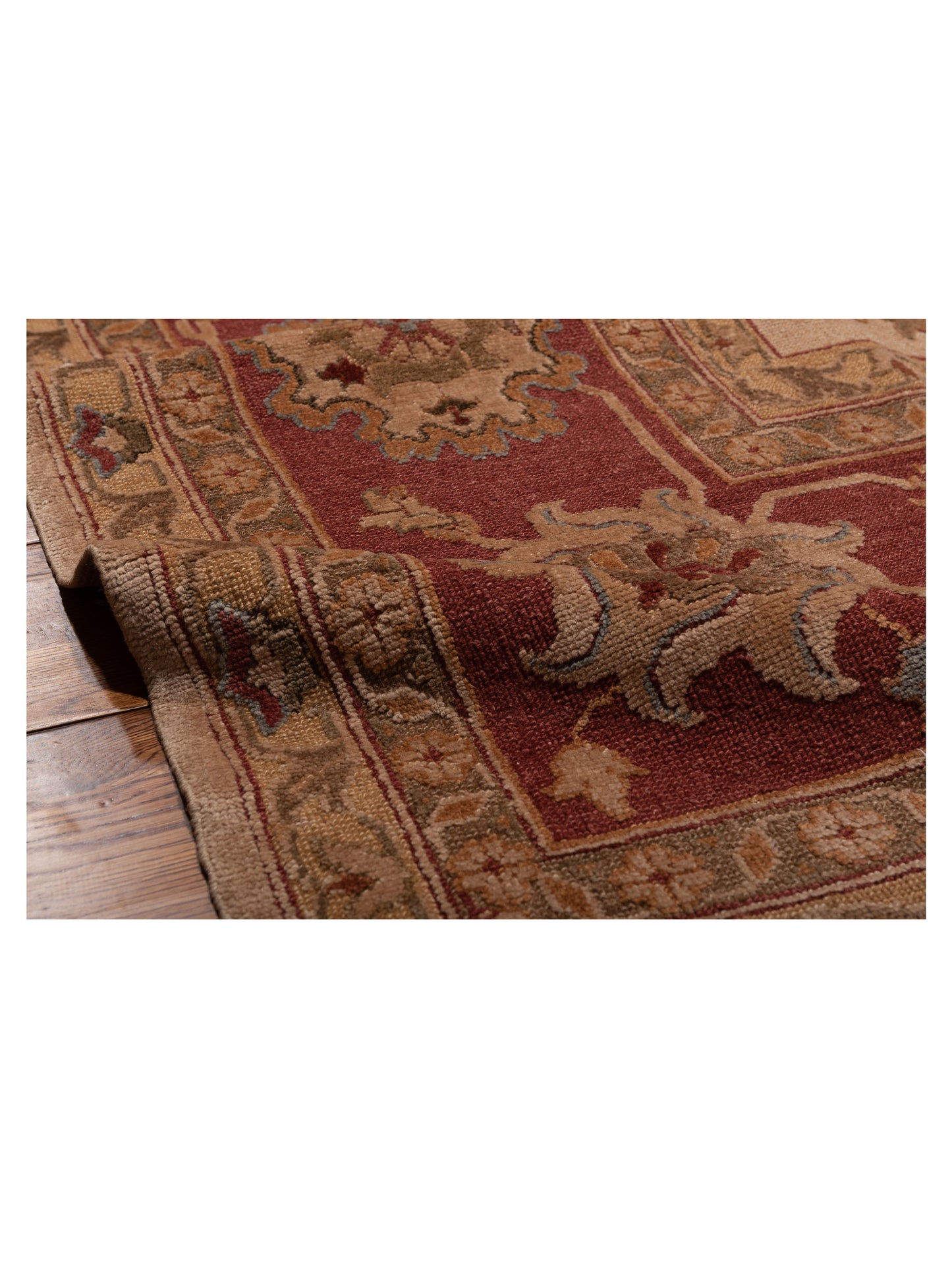 Turkish Elvan 108103 Beige Red 11.8x17.2 Hand Knotted Rug