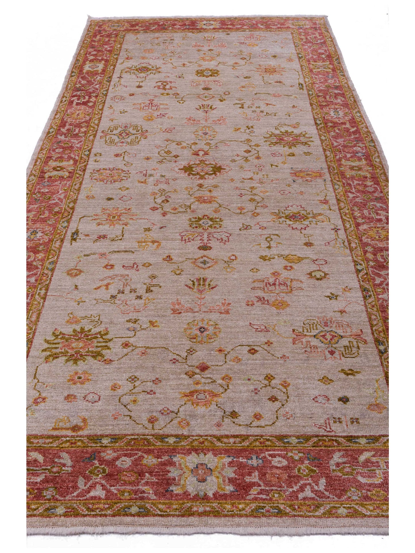 Angora Oushak 144588 Silver Red 6.3x13.10 Hand Knotted Rug