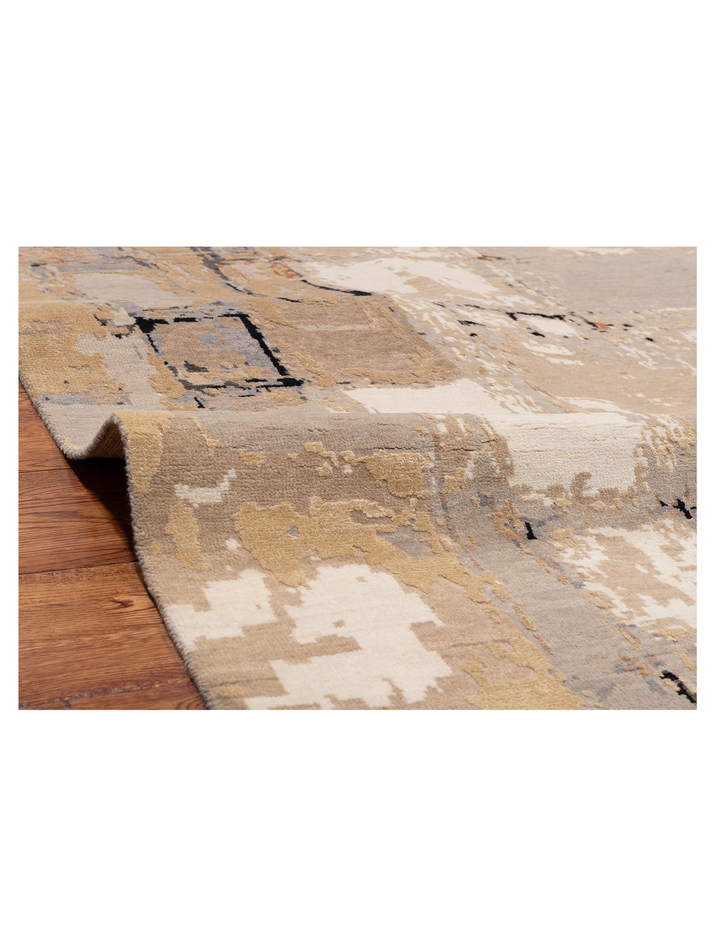 Dazzling 151883 Beige Black 8x10 Hand Knotted Rug