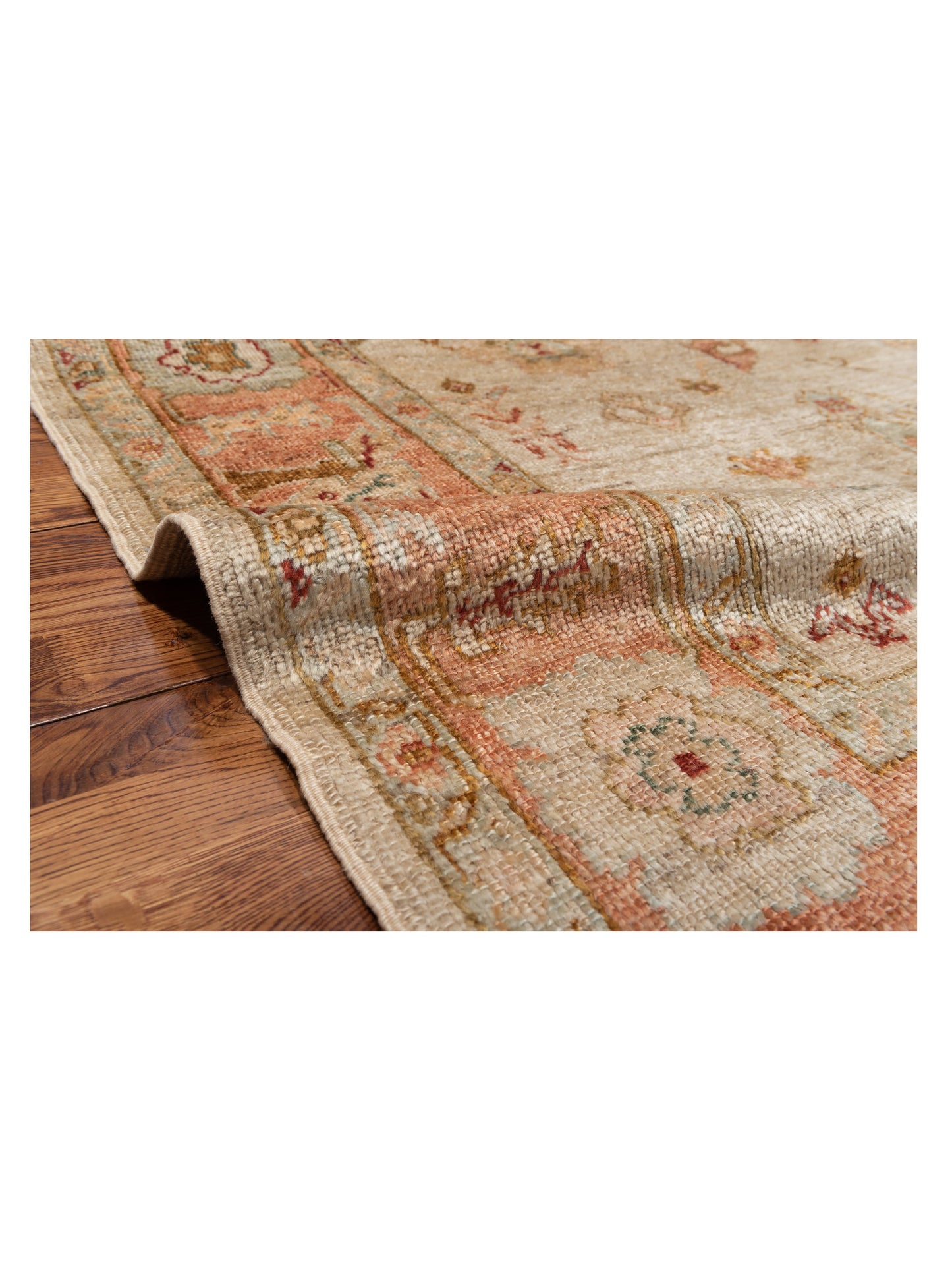 Angora Oushak 134283 Ivory Pink 6.1x12.4 Hand Knotted Rug