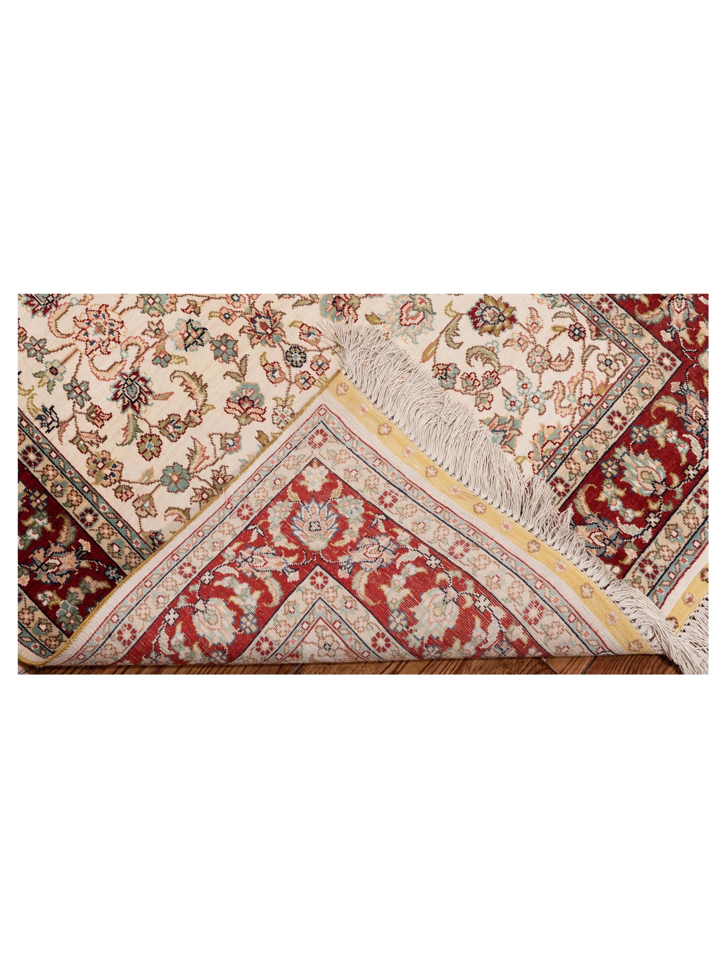 Pure Silk 118105 Ivory Red 2.7x4 Hand Knotted Rug