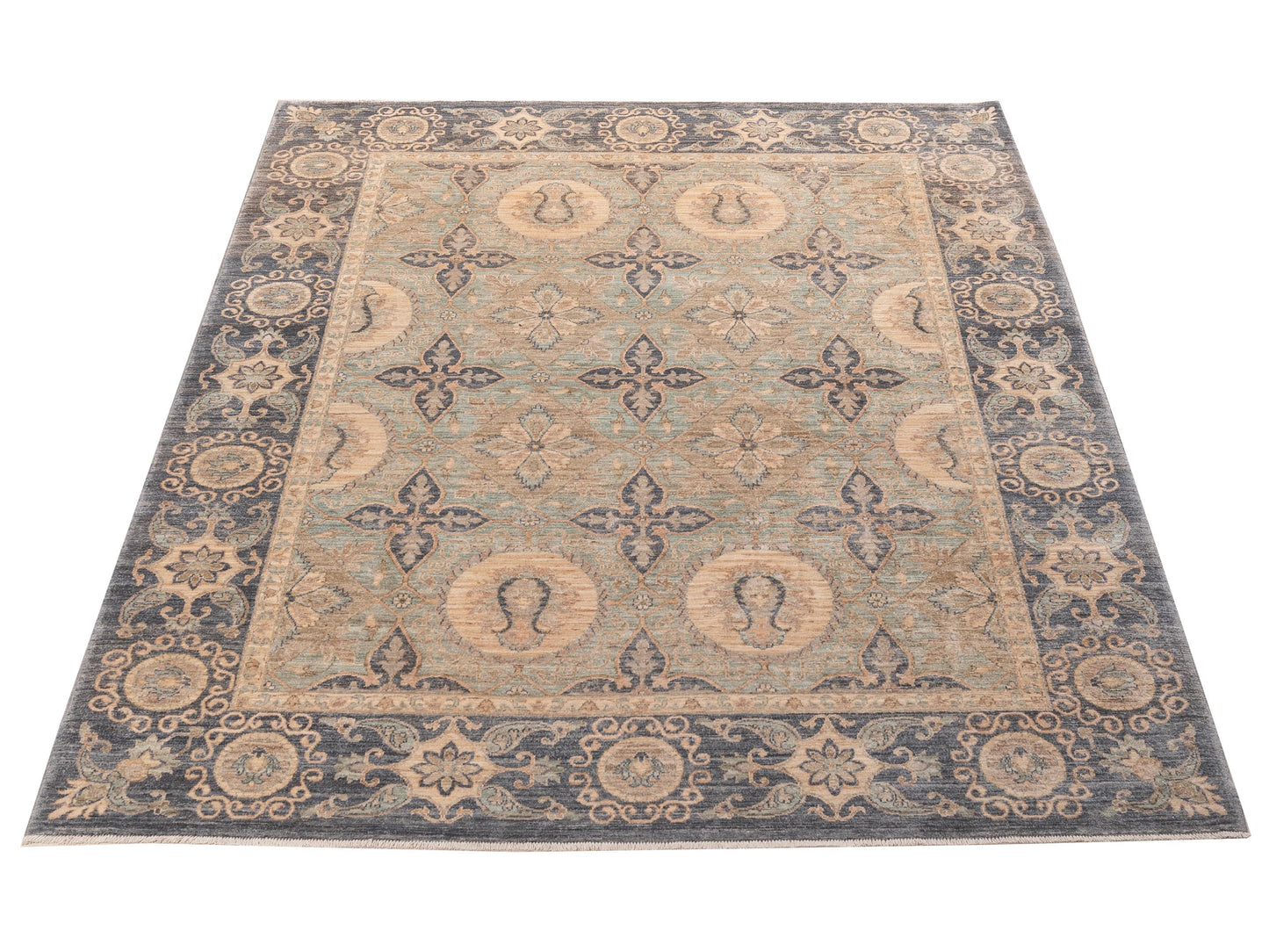 Sultan 156035 Blue Gray 8.2x10 Hand Knotted Rug