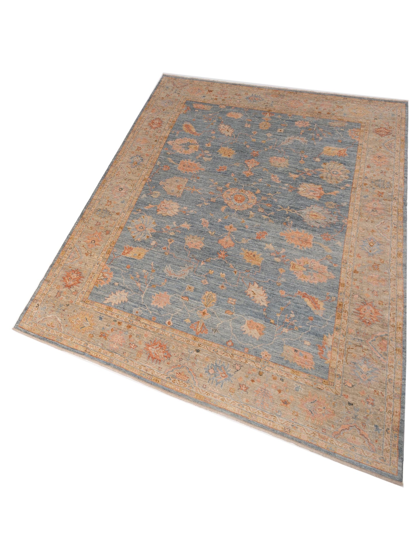 Angora Oushak 149244 Blue Light Brown 11.5x14.8 Hand Knotted Rug