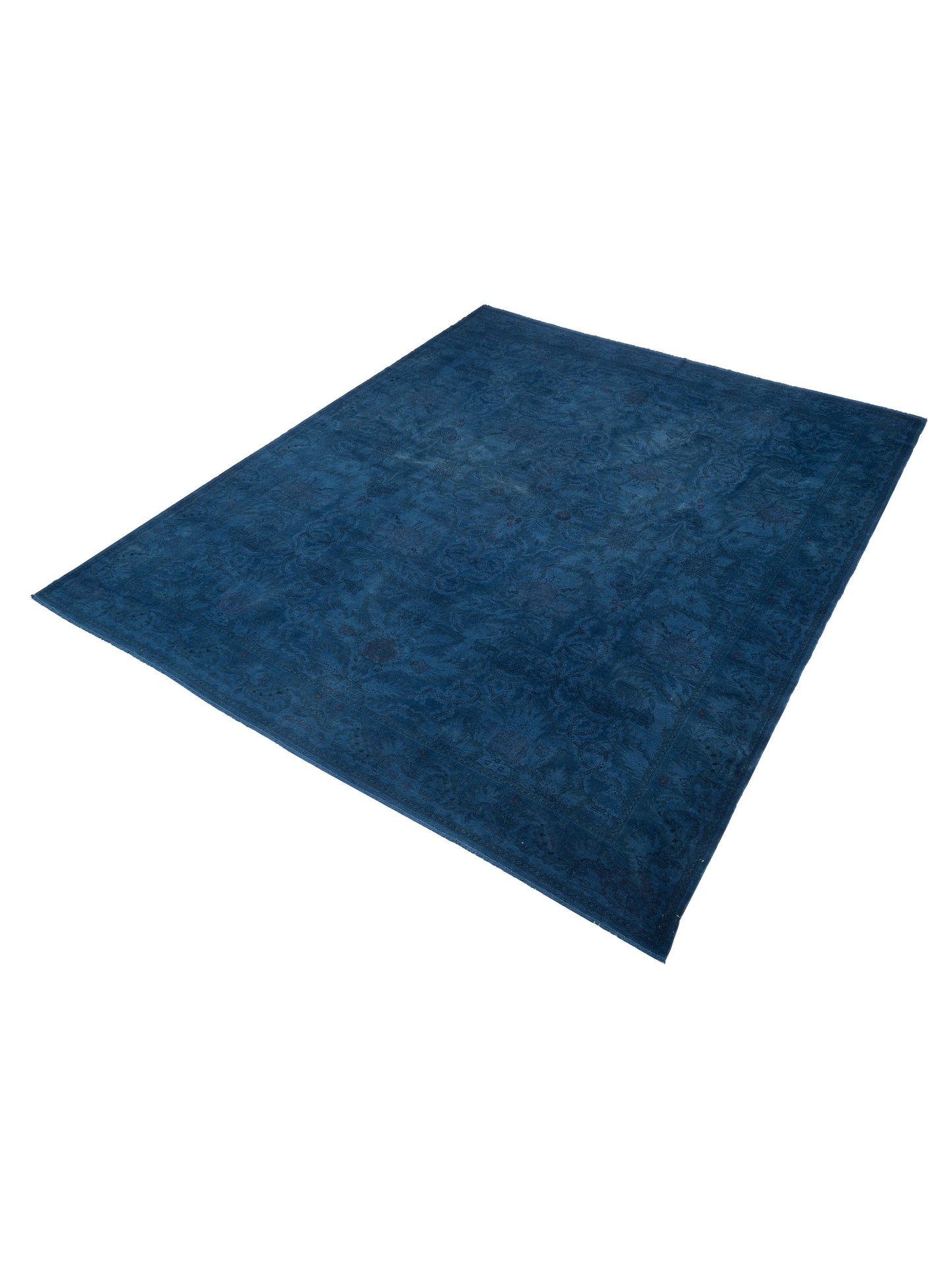 Vintage 112166 Dark Blue 12.3x14.9 Hand Knotted Rug