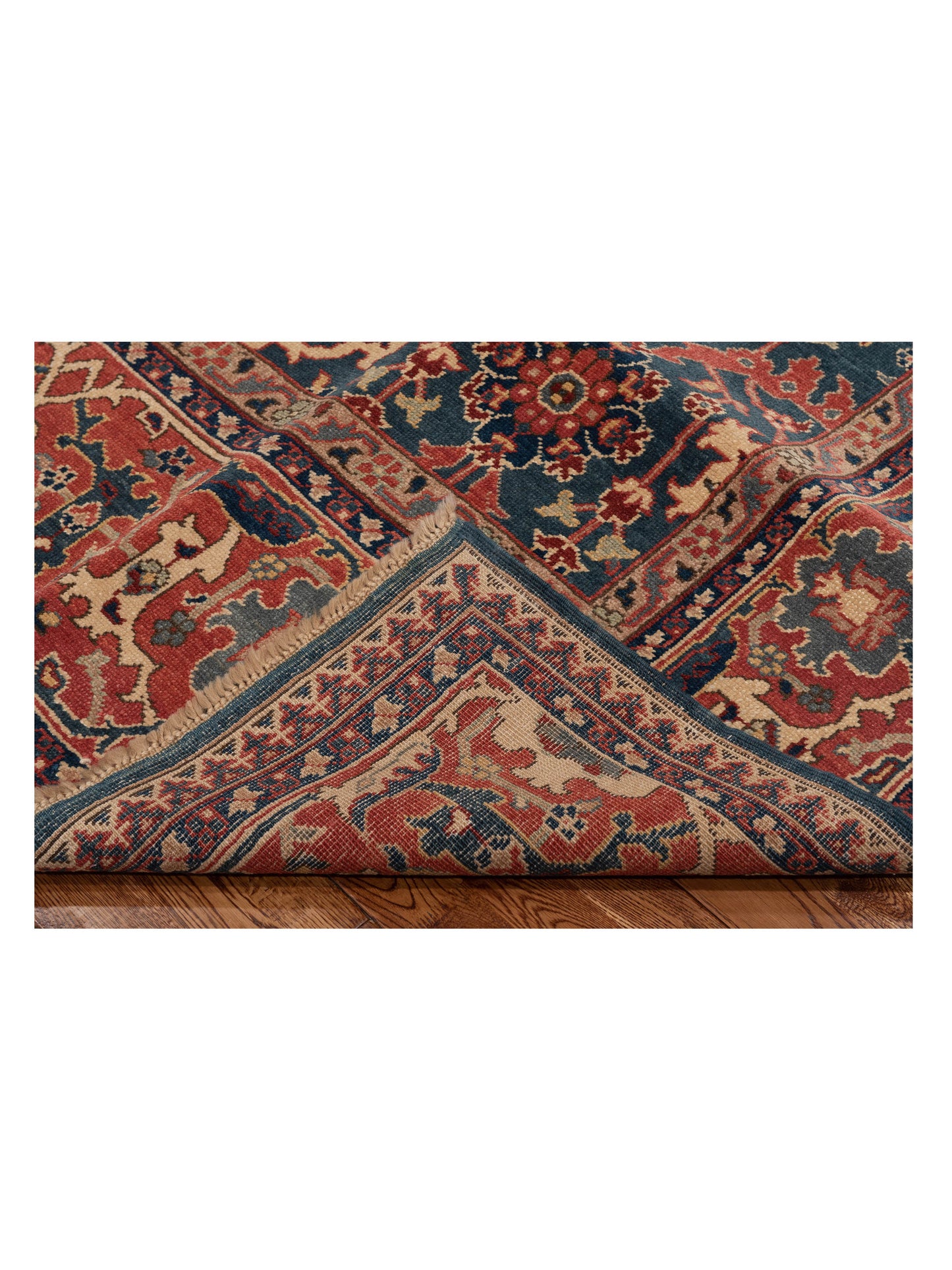 Antique Loom 120664 Blue Red 6.9x7.3 Hand Knotted Rug
