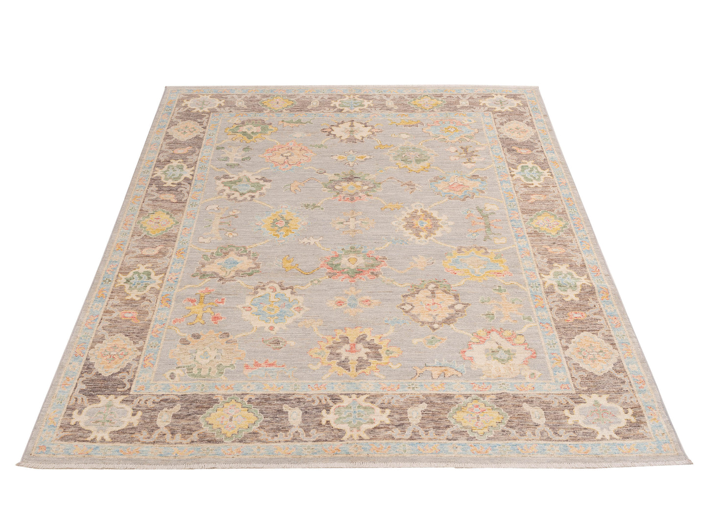 Anadol Oushak 151535 Gray Dark Gray 8x9.11 Hand Knotted Rug