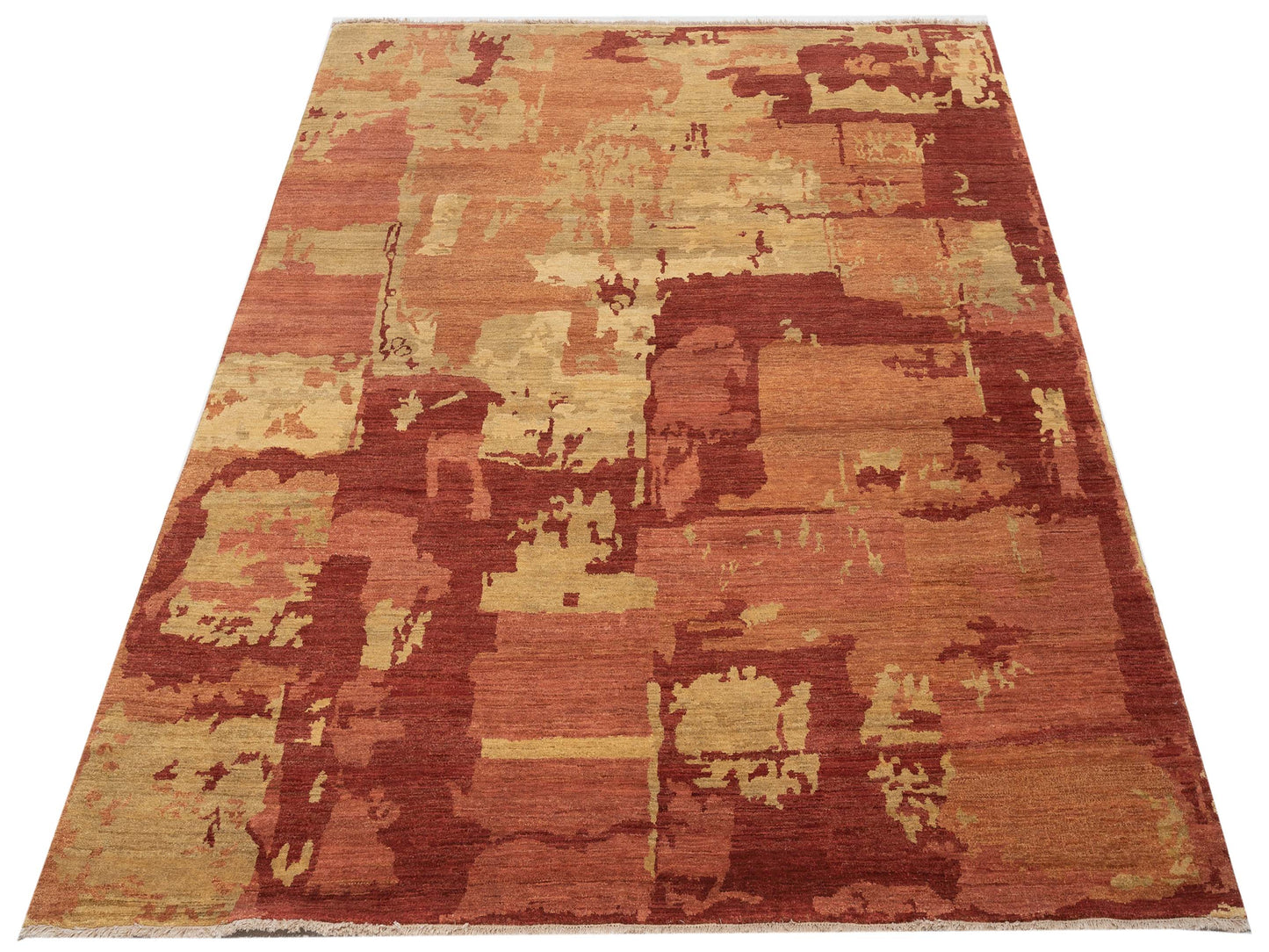 Aurore 120212 Coral Gold 7.9x9.4 Hand Knotted Rug