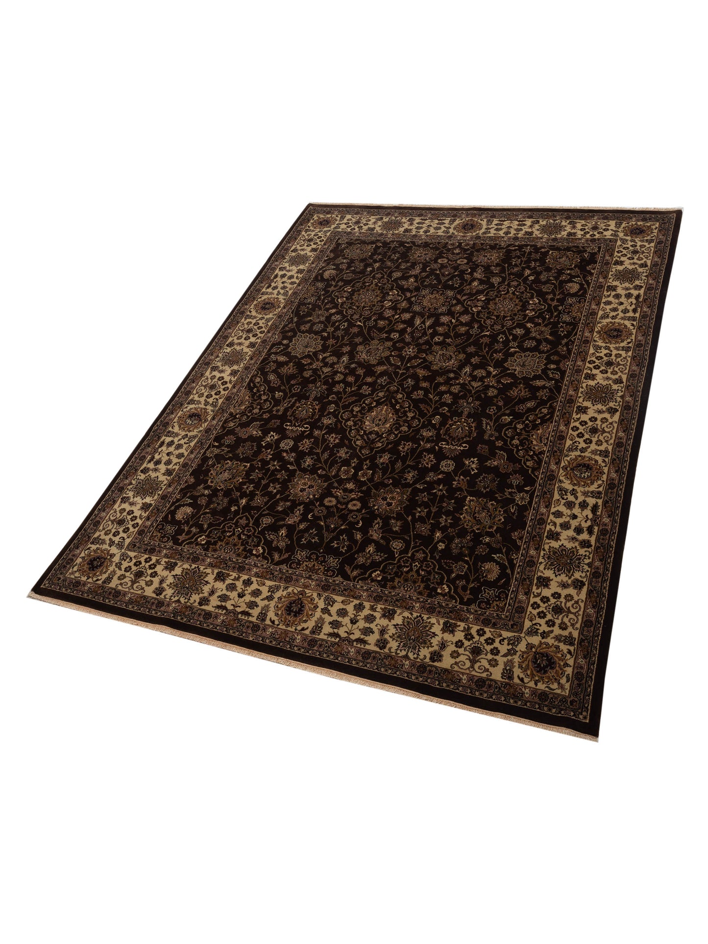 Sivas 109423 Dark Brown Ivory 9.1x11.11 Hand Knotted Rug