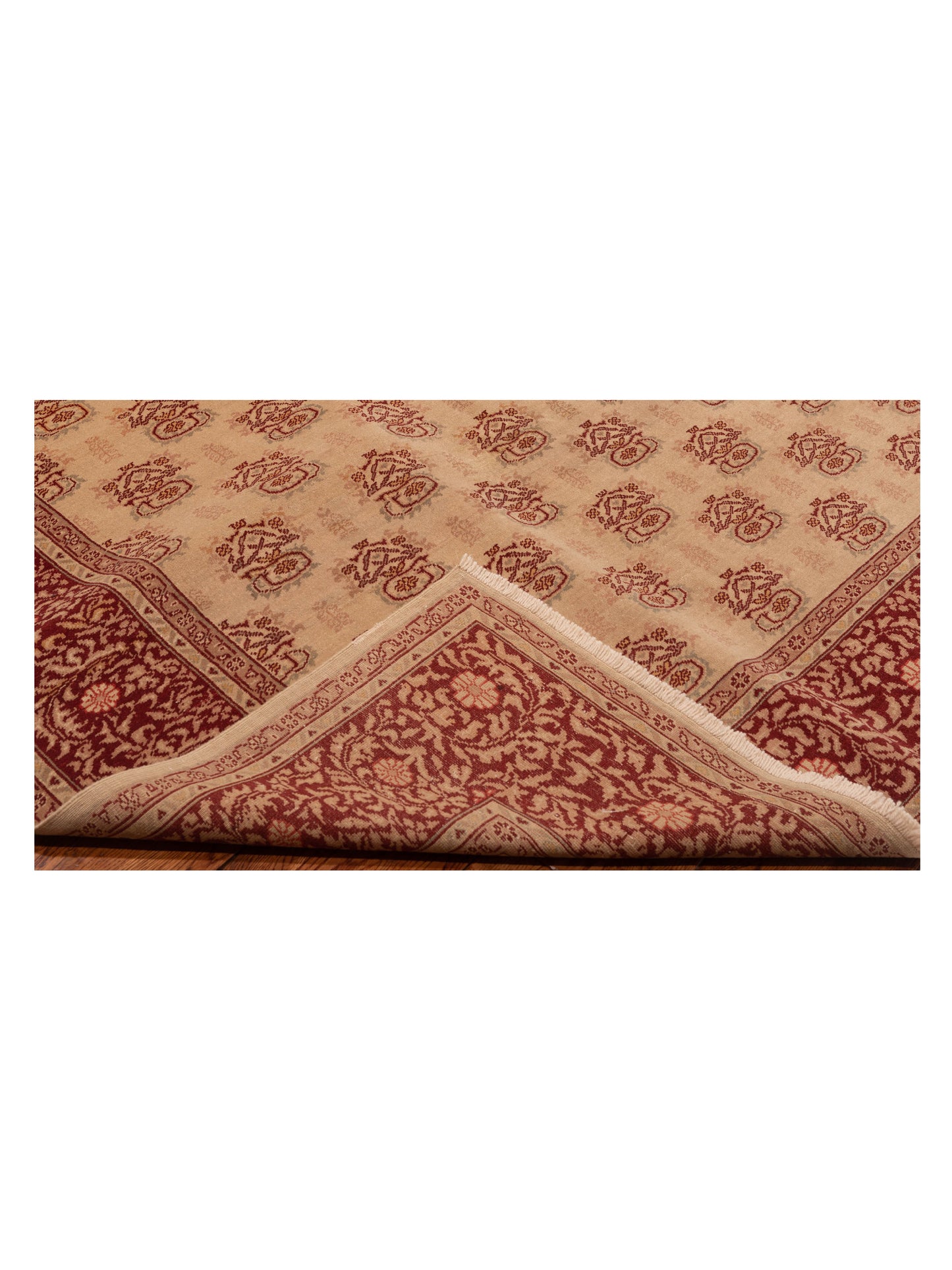 Antique Loom 147368 Beige Red 6.8x8.5 Hand Knotted Rug