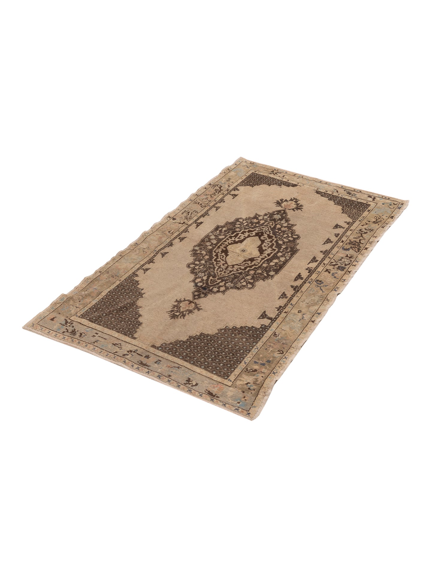 Old Anatolian 121916 Beige Brown 4.1x6.9 Hand Knotted Rug