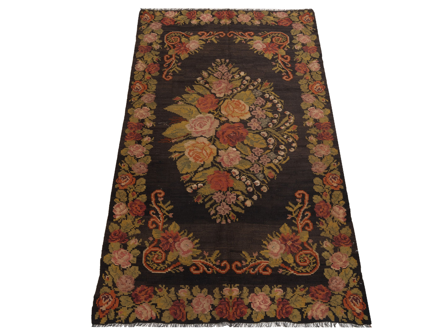 Old Basserabian Kilim 75752 Black 5.11x10.4 Hand Woven Rug