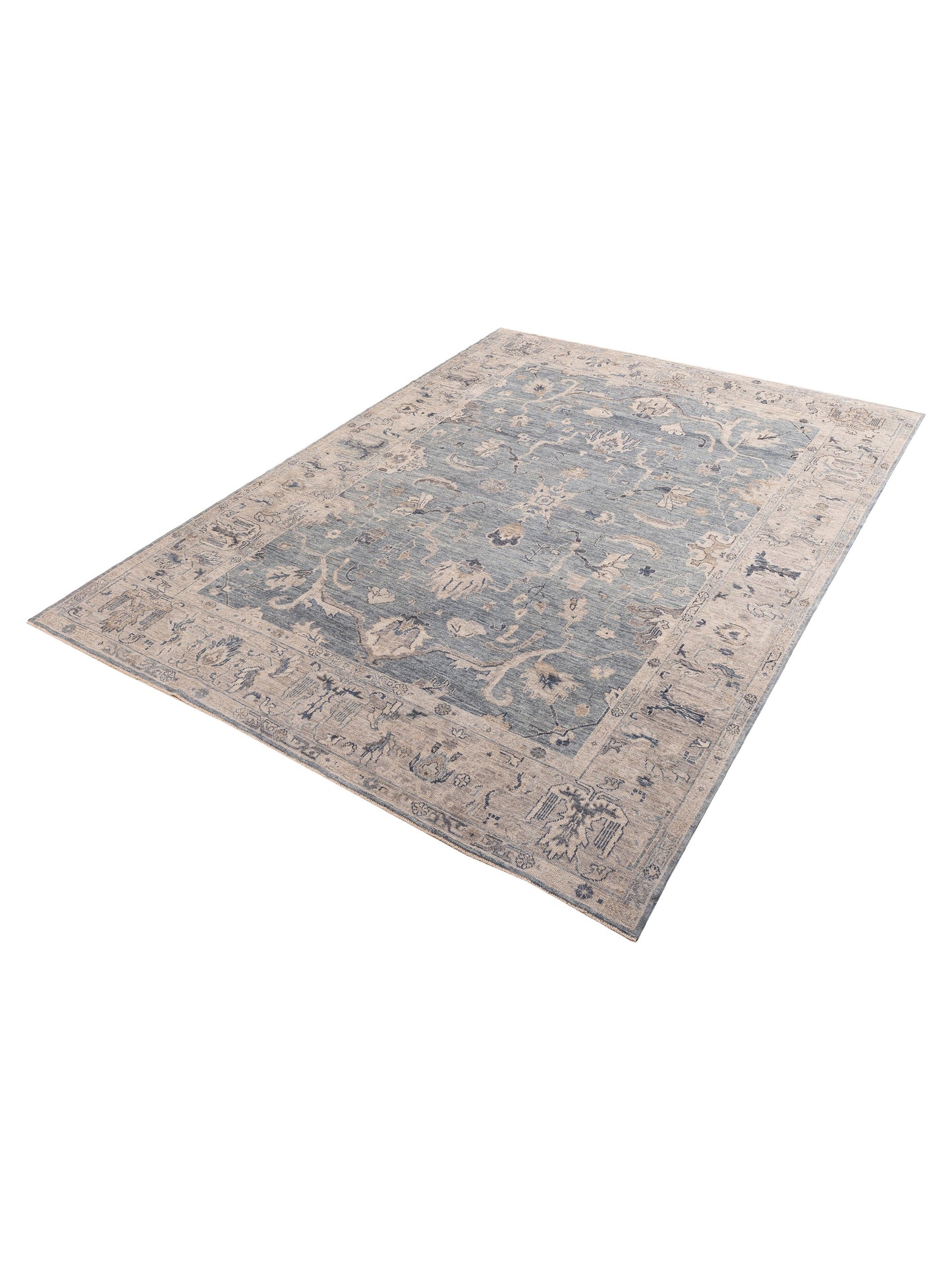 Angora Oushak 156075 Blue Gray 10.1x13.6 Hand Knotted Rug