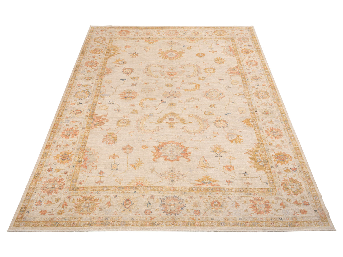 Angora Oushak 153667 Ivory Ivory 11.9X14.2 Hand Knotted Rug