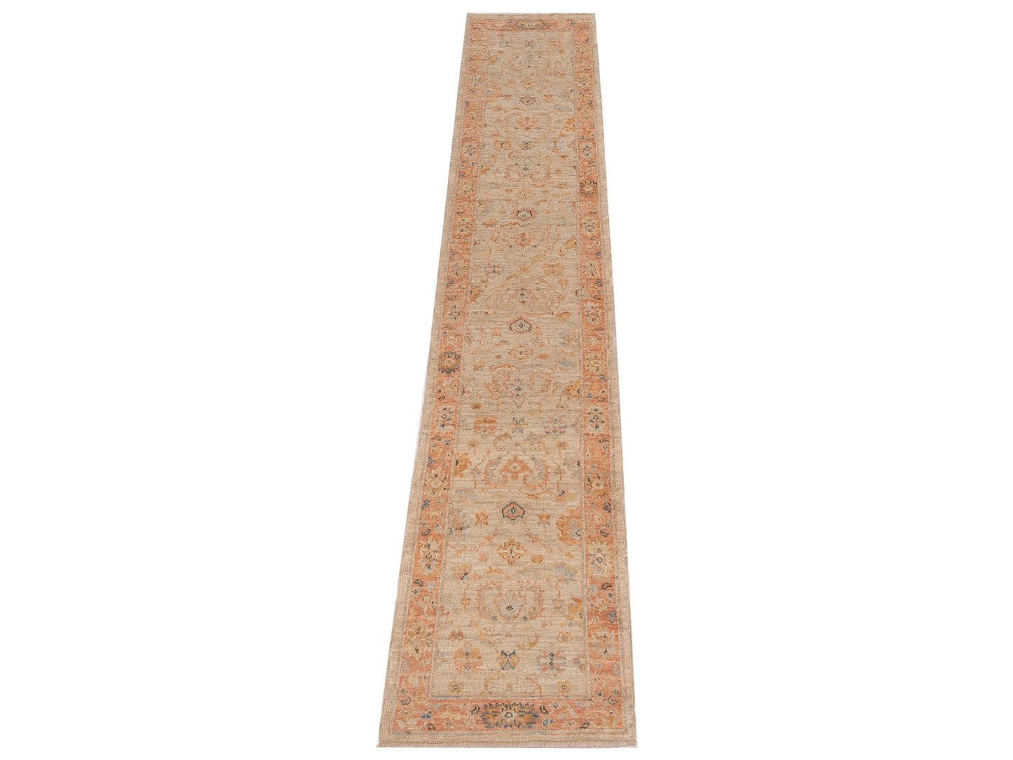 Angora Oushak 149610 Ivory Rust 2.6x13.8 Hand Knotted Rug