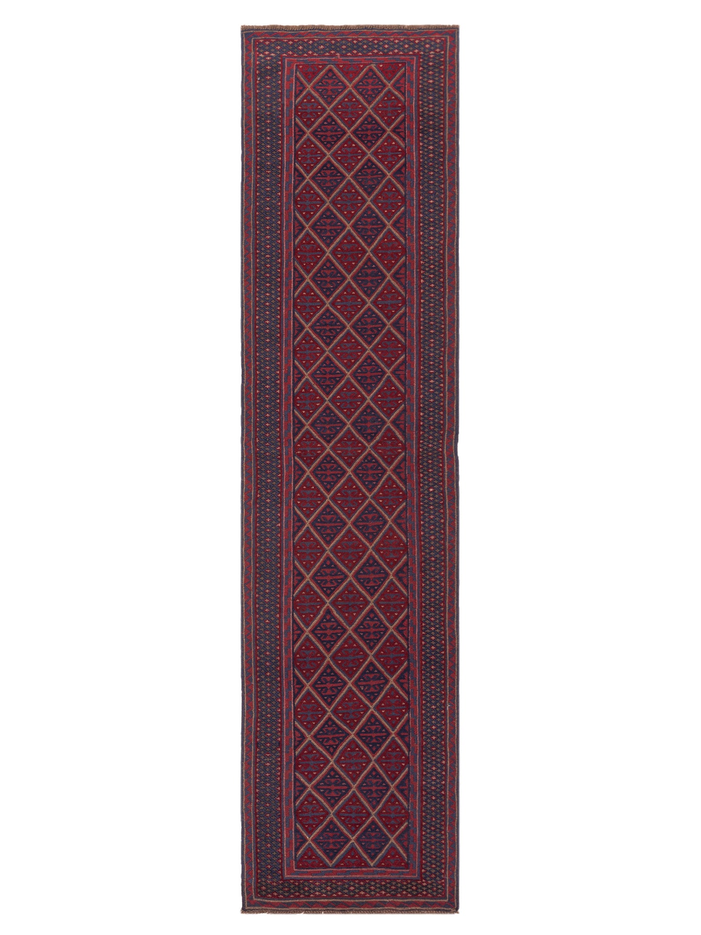 Nomad Afghan Soumak  Charcoal Red Tribal