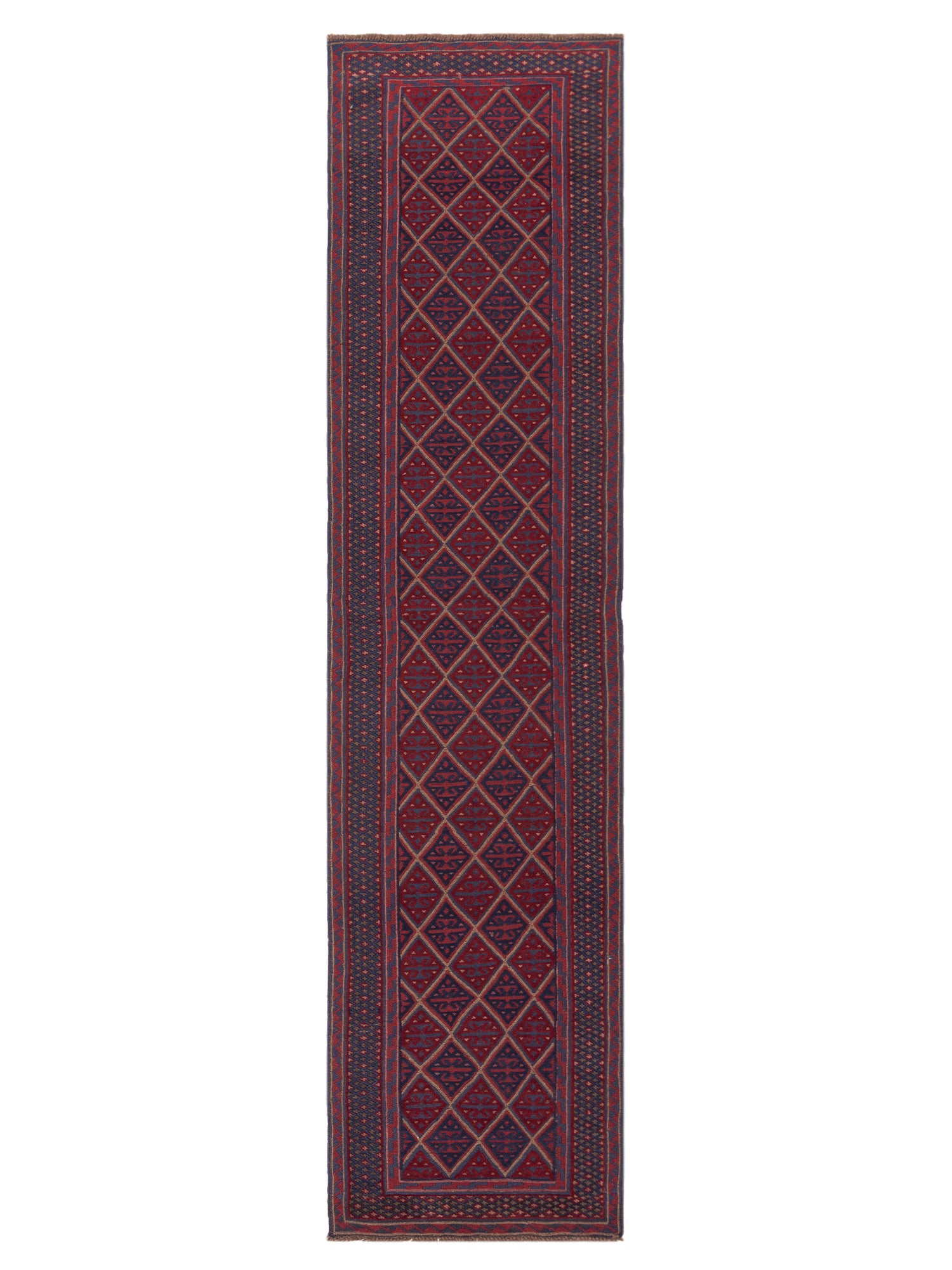 Nomad Afghan Soumak  Charcoal Red Tribal
