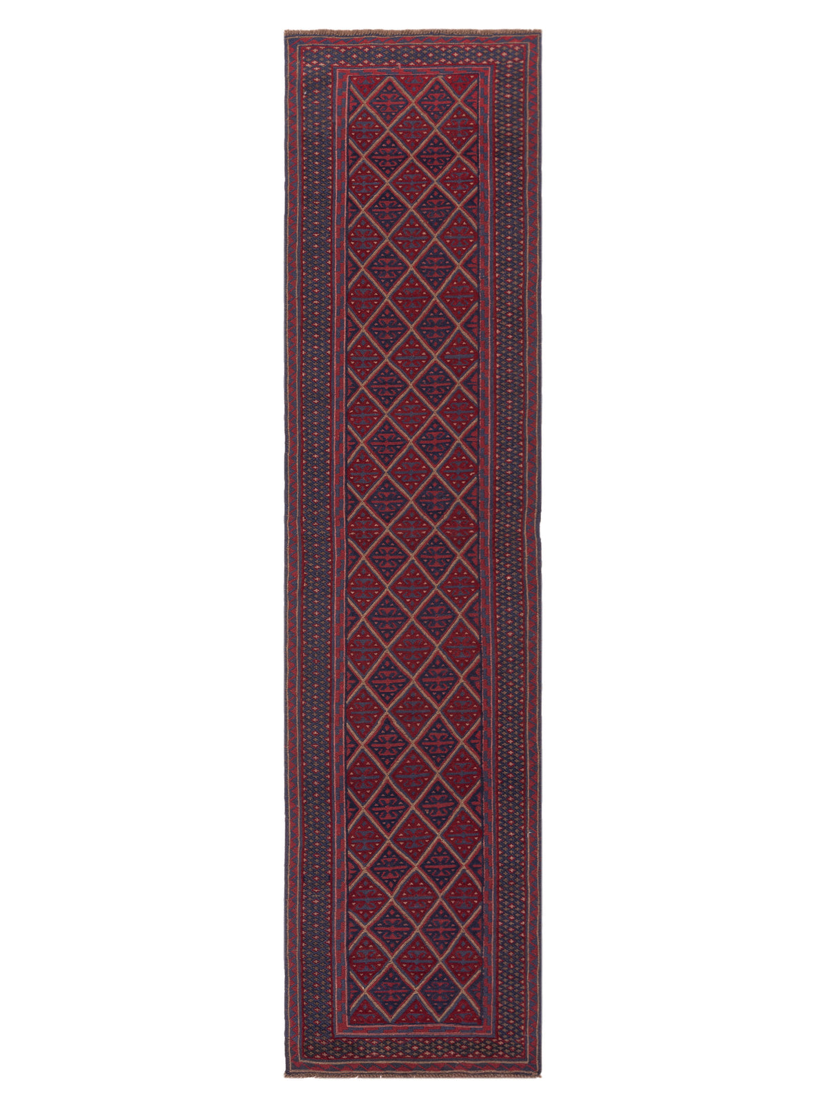 Nomad Afghan Soumak  Charcoal Red Tribal