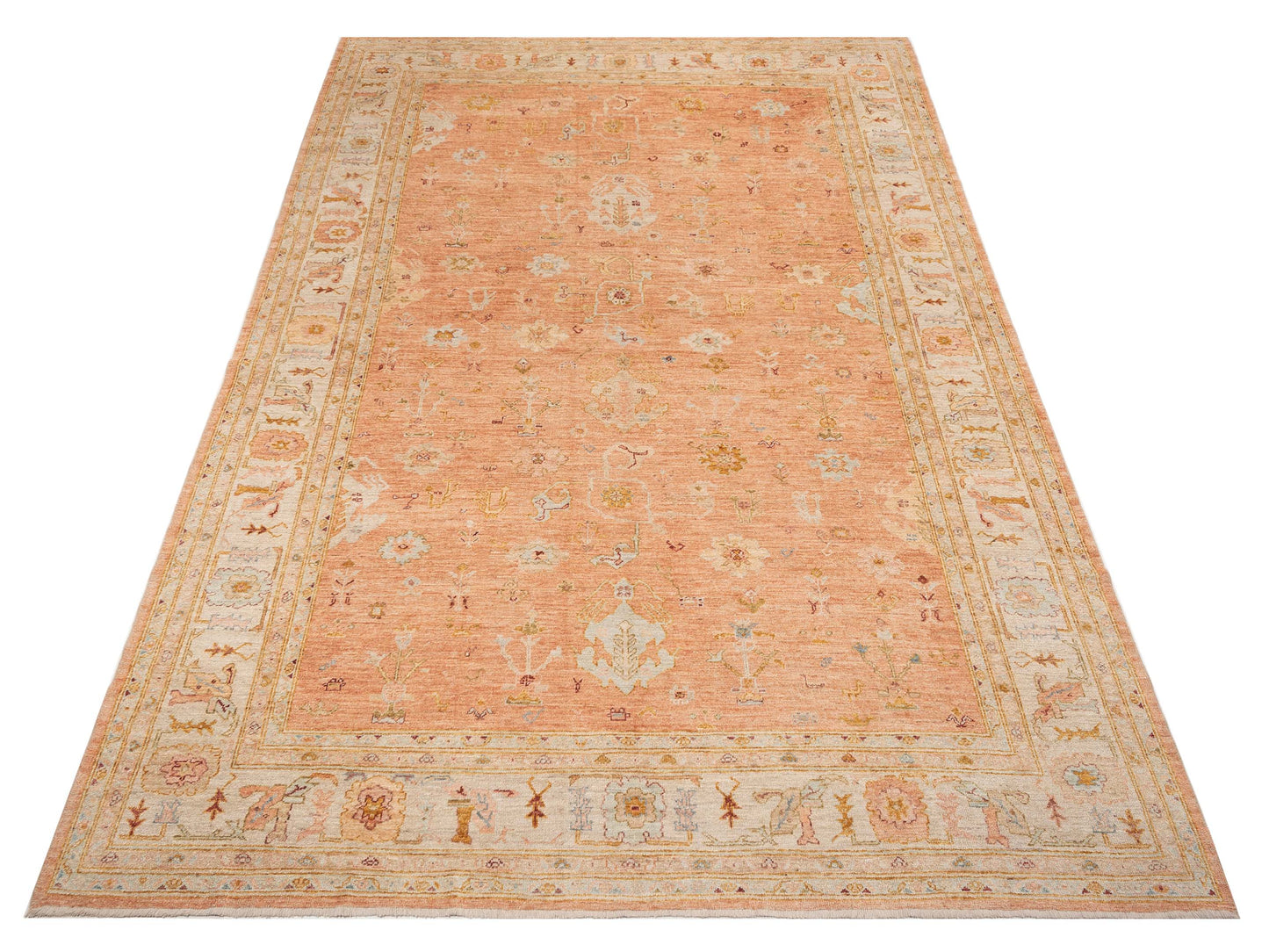 Angora Oushak 147097 Pink Ivory 12x17.4 Hand Knotted Rug