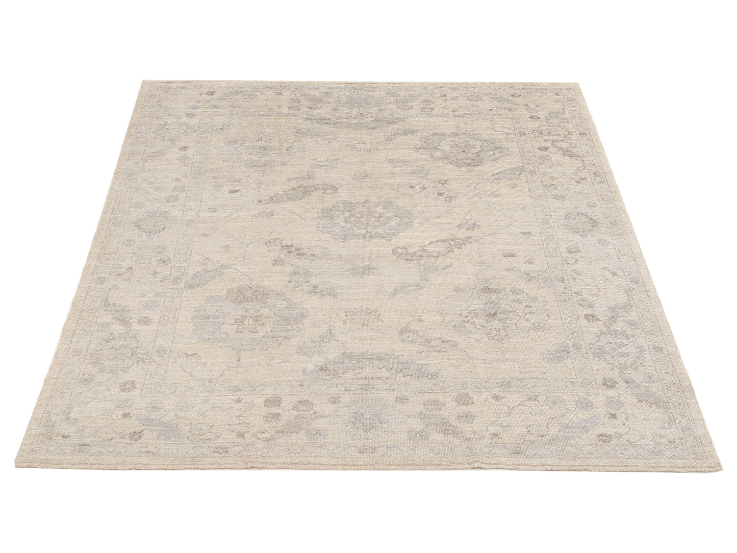 Angora Oushak 149781 Ivory Ivory 8x8.4 Hand Knotted Rug