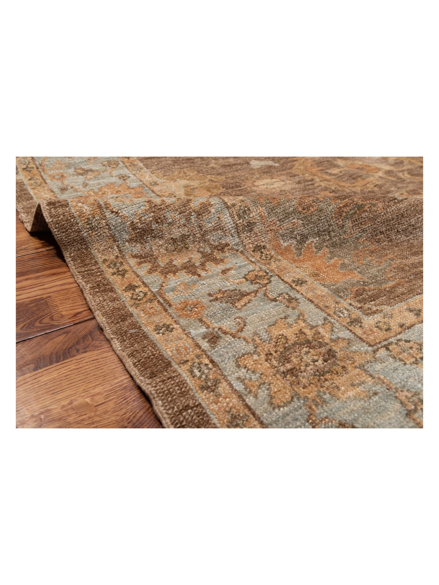 Angora Oushak 123898 Brown Ice Blue 5.11x9.9 Hand Knotted Rug