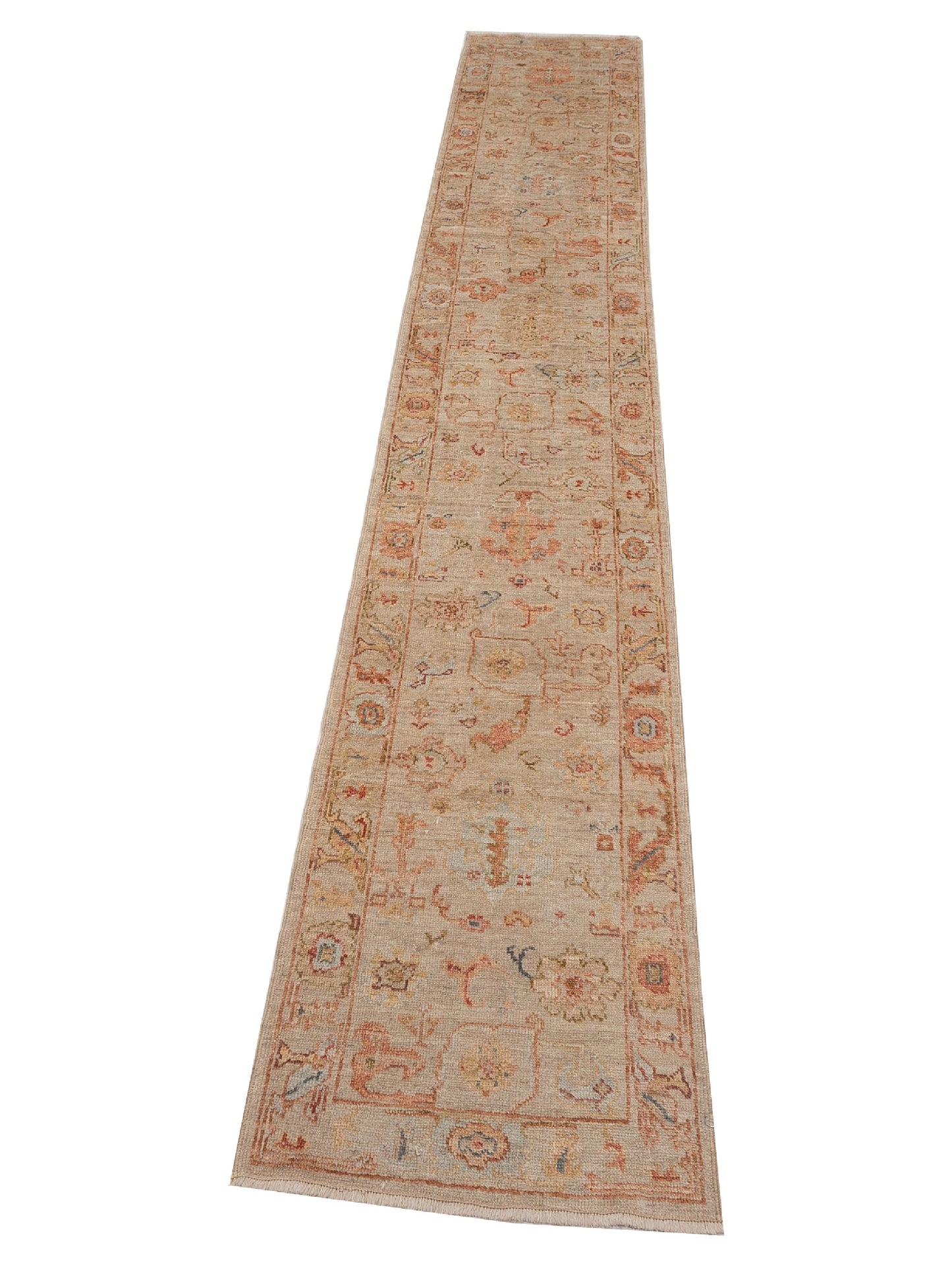 Angora Oushak 149353 Beige Beige 2.7x15.4 Hand Knotted Rug